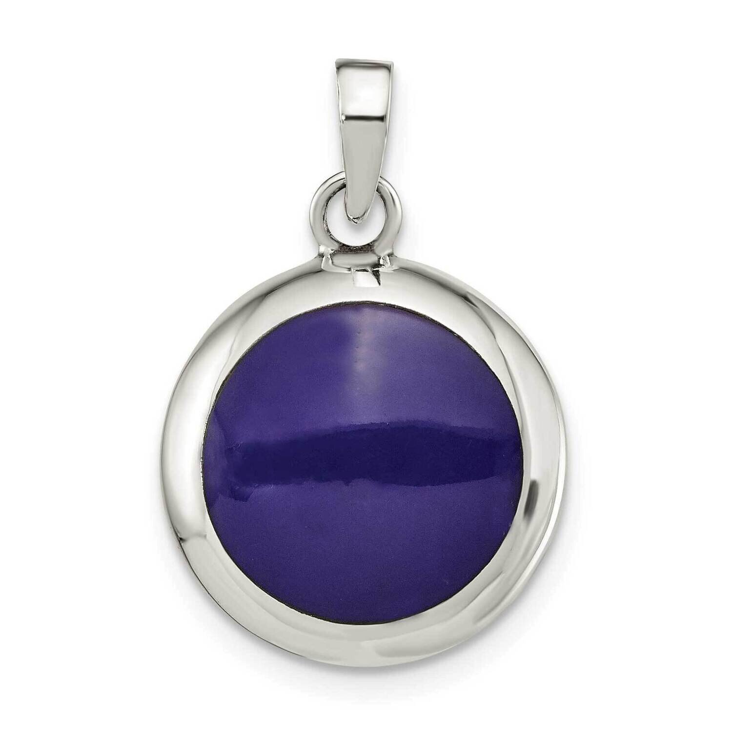 Mop &amp; Synthetic Lapis Round Pendant Sterling Silver Polished QP5468, MPN: QP5468,