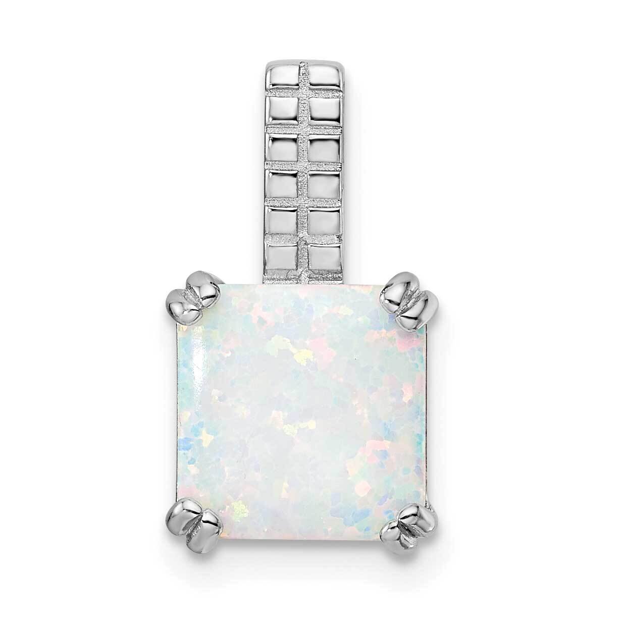 Square White Opal Pendant Sterling Silver Rhodium-Plated Polished QP5473, MPN: QP5473,