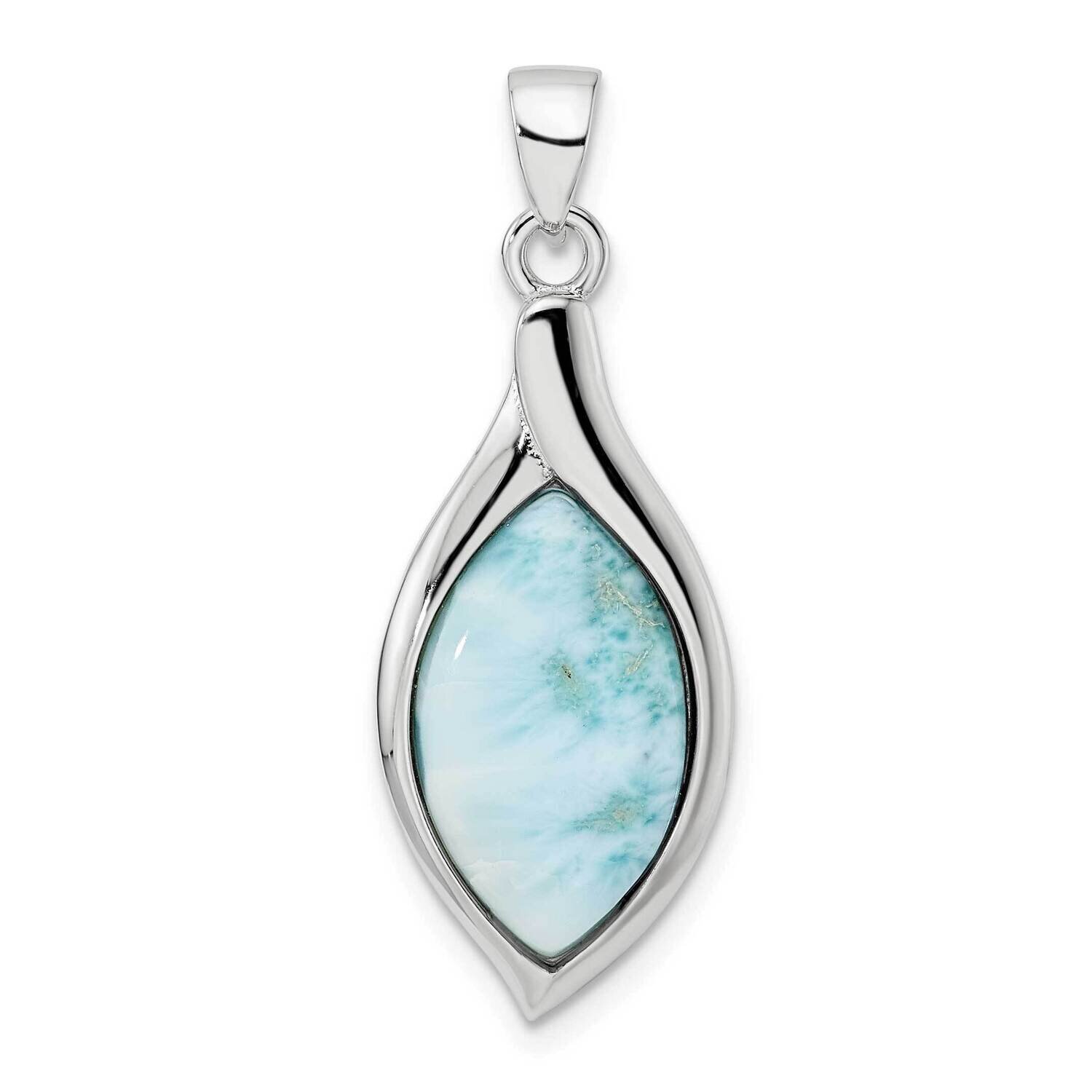 Larimar Pendant Sterling Silver Rhodium-Plated Polished QP5476, MPN: QP5476,
