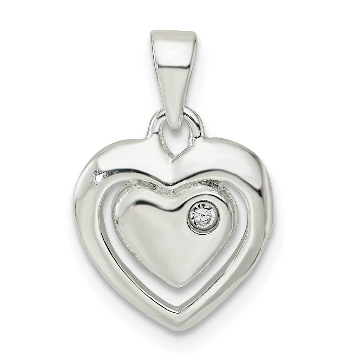 Crystal Heart Pendant Sterling Silver Polished QP5490, MPN: QP5490,