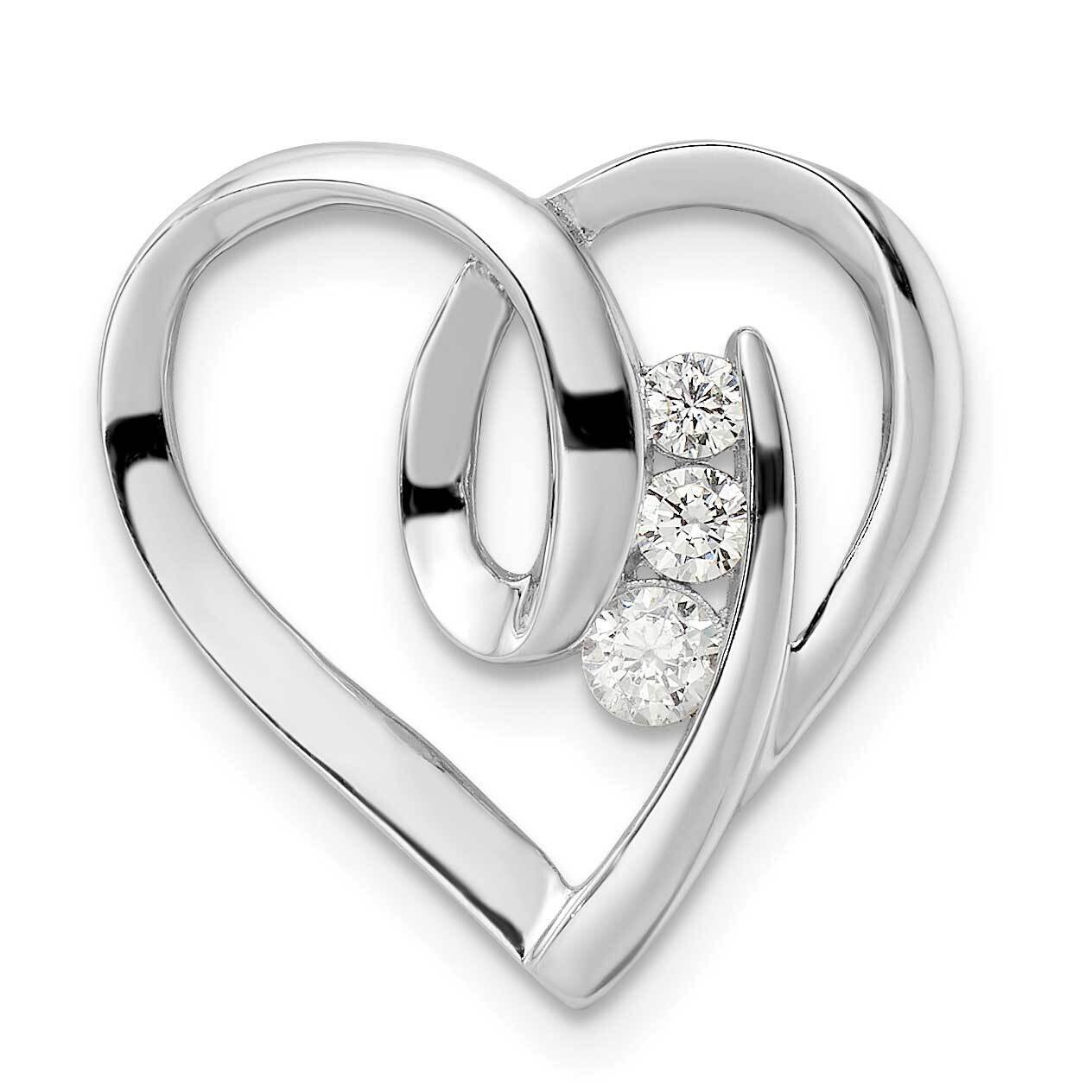 CZ Diamond Fancy Heart Slide Sterling Silver Rhodium-Plated QP5493