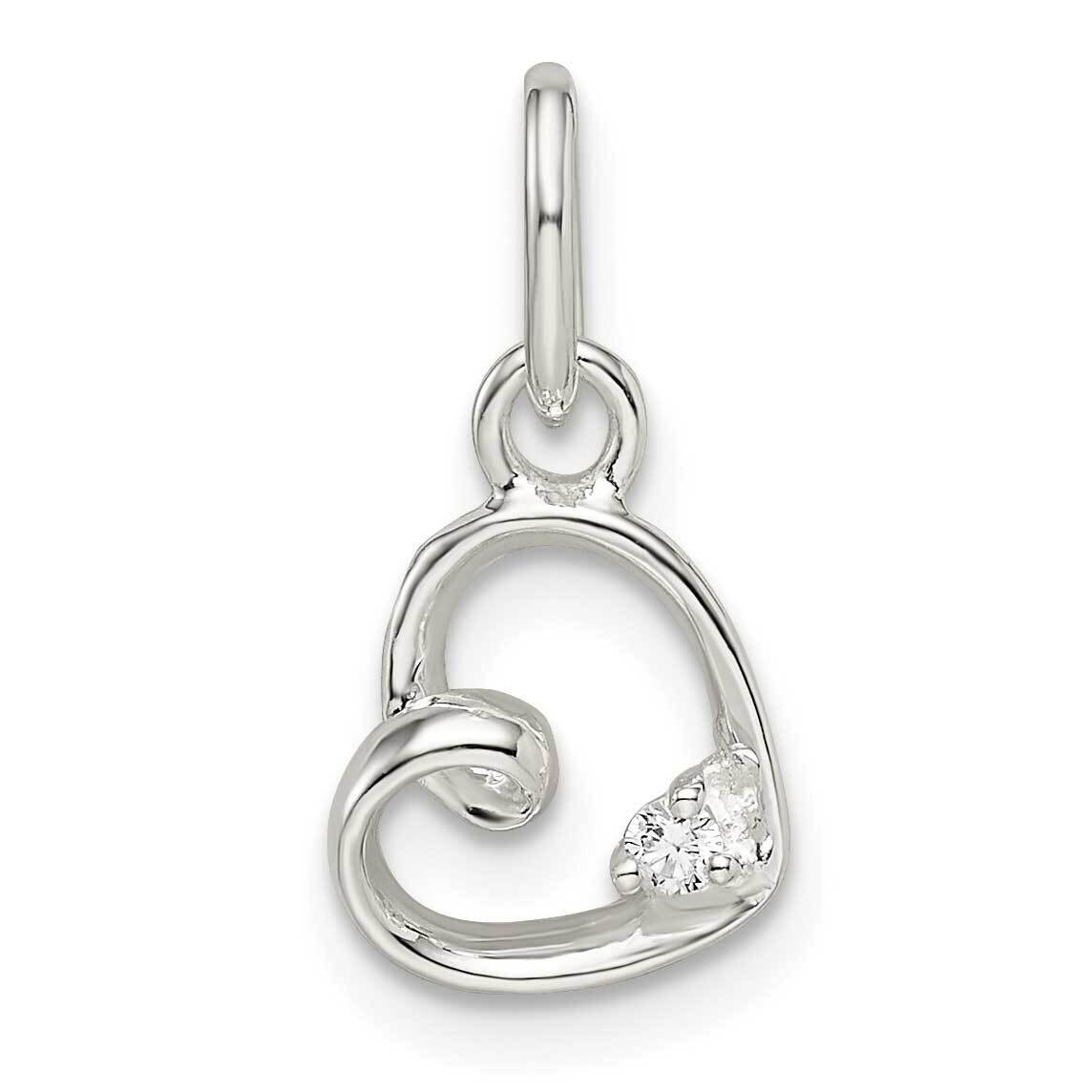 Heart Pendant Sterling Silver Cz Diamond QP5496, MPN: QP5496,