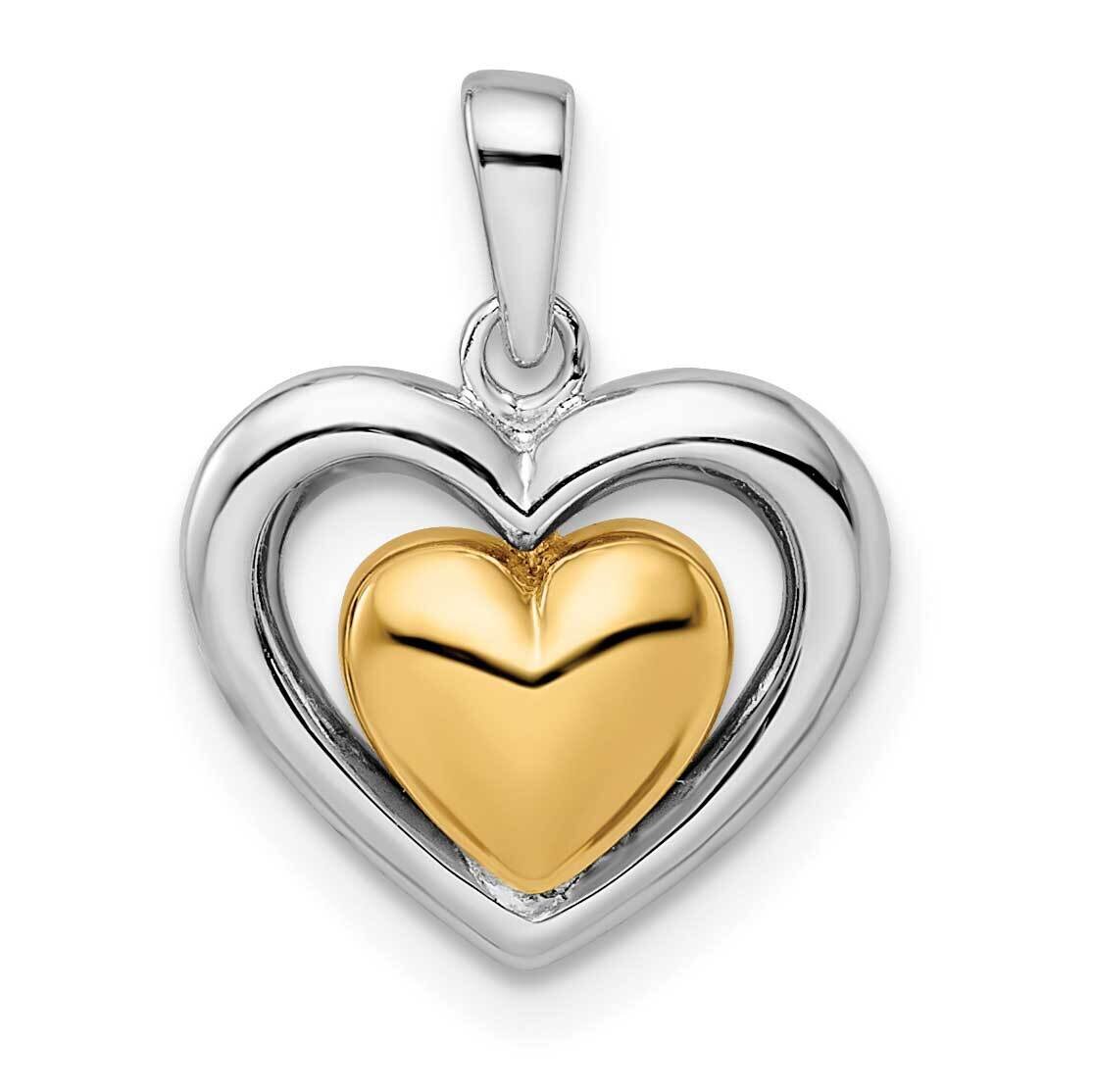 Gold-Plated Heart Pendant Sterling Silver Rhodium-Plated QP5515