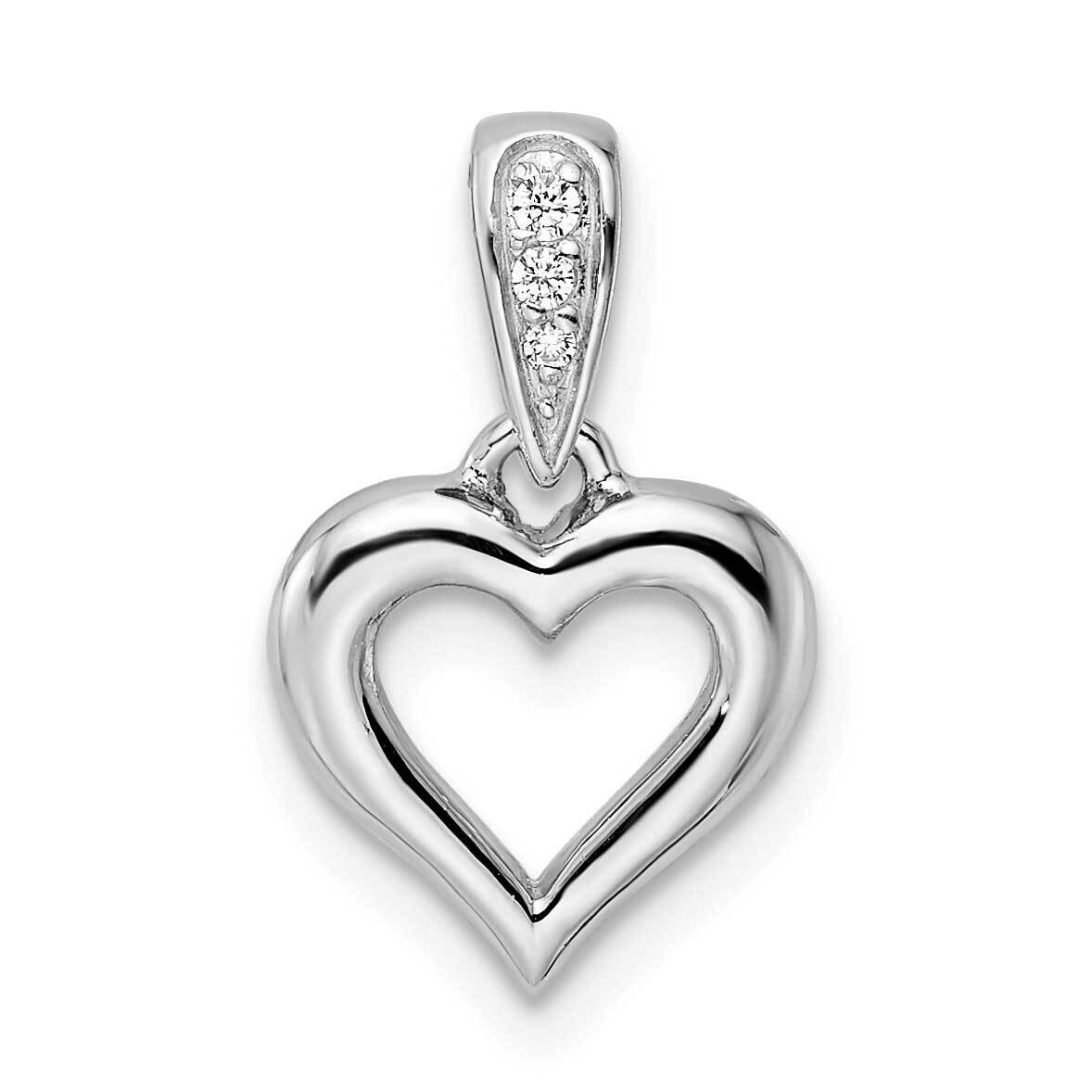 CZ Diamond Heart Dangle Pendant Sterling Silver Rhodium-Plated QP5517, MPN: QP5517,