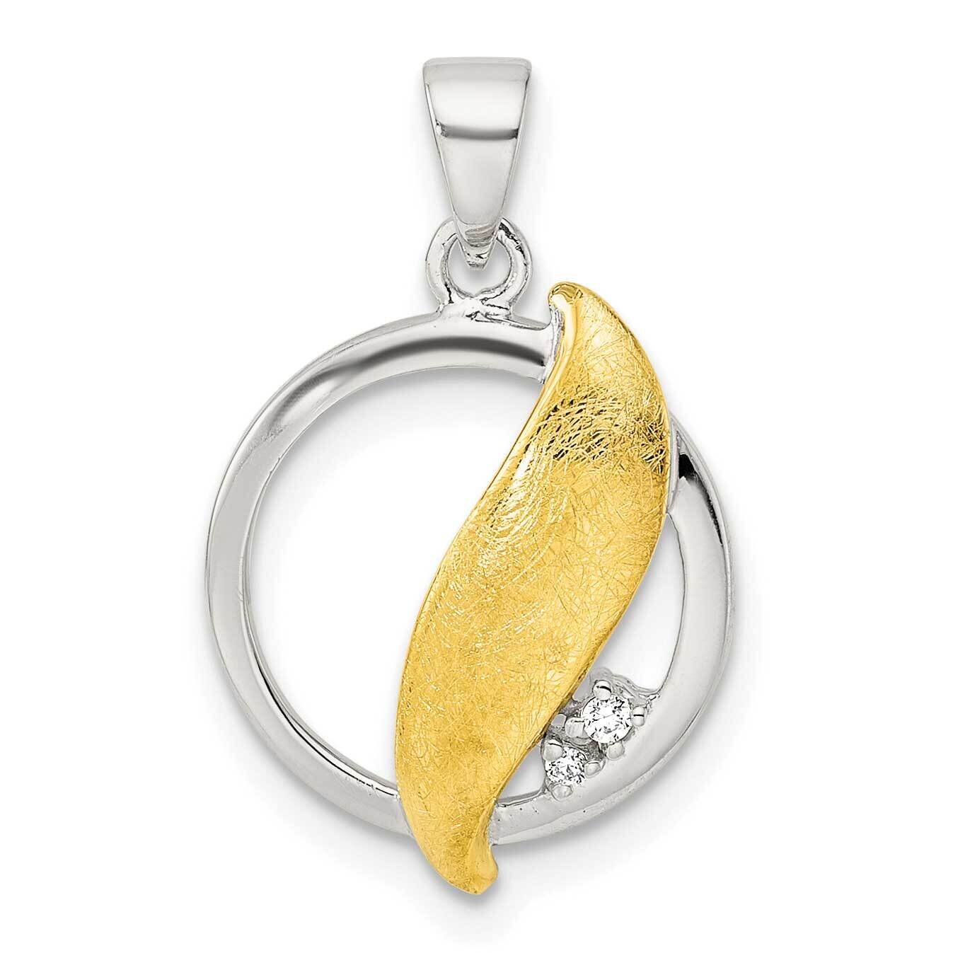 CZ Diamond Heart Dangle Pendant Sterling Silver Gold-Tone QP5521, MPN: QP5521,