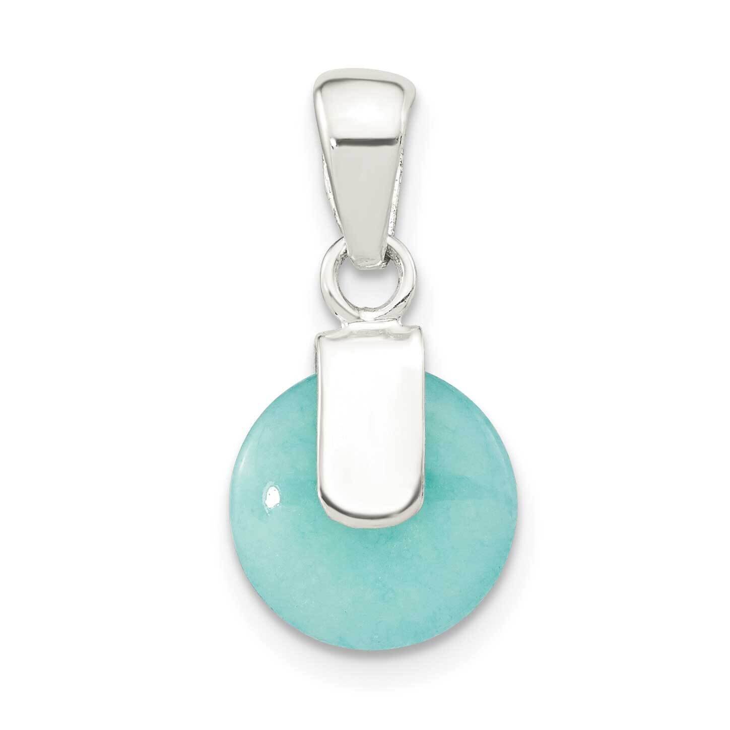 Circle Imitation Turquoise Pendant Sterling Silver Polished QP5532, MPN: QP5532,
