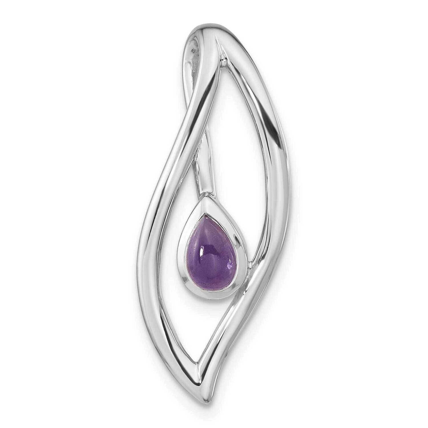 Pear Amethyst Fancy Pendant Sterling Silver Rhodium-Plated QP5536, MPN: QP5536,