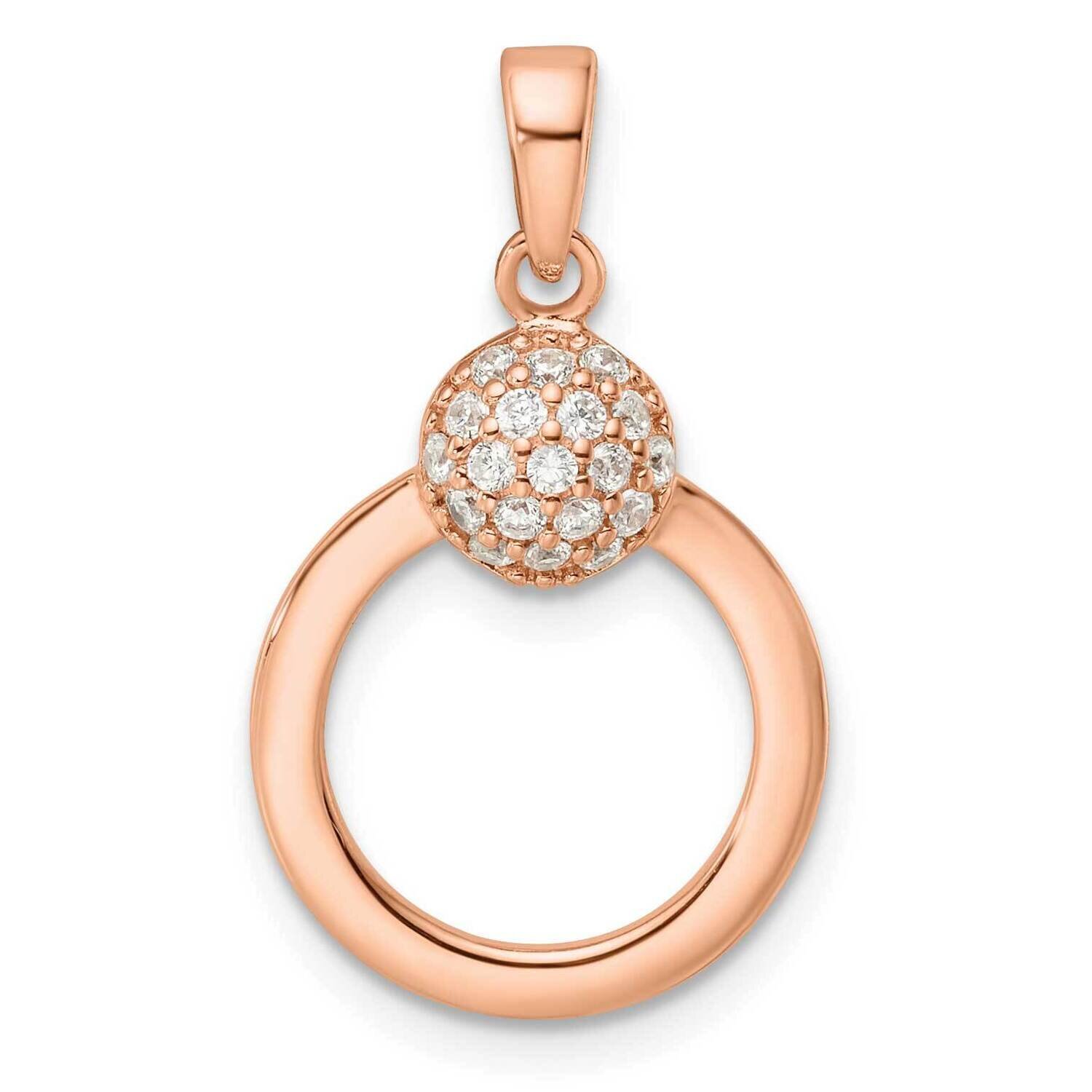Rose Gold-Plated CZ Diamond Circle Pendant Sterling Silver QP5542