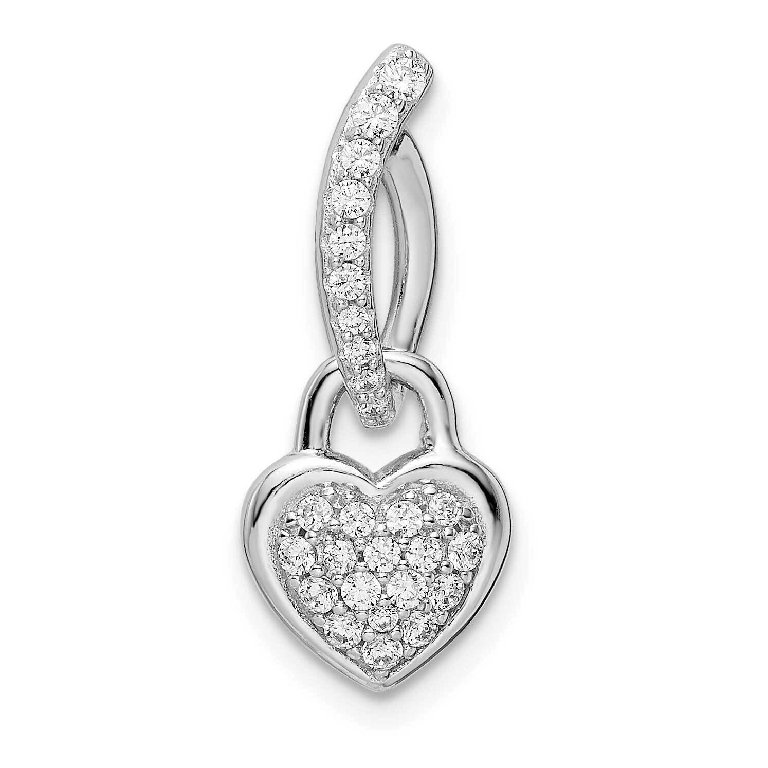 CZ Diamond Heart Pendant Sterling Silver Rhodium-Plated QP5545