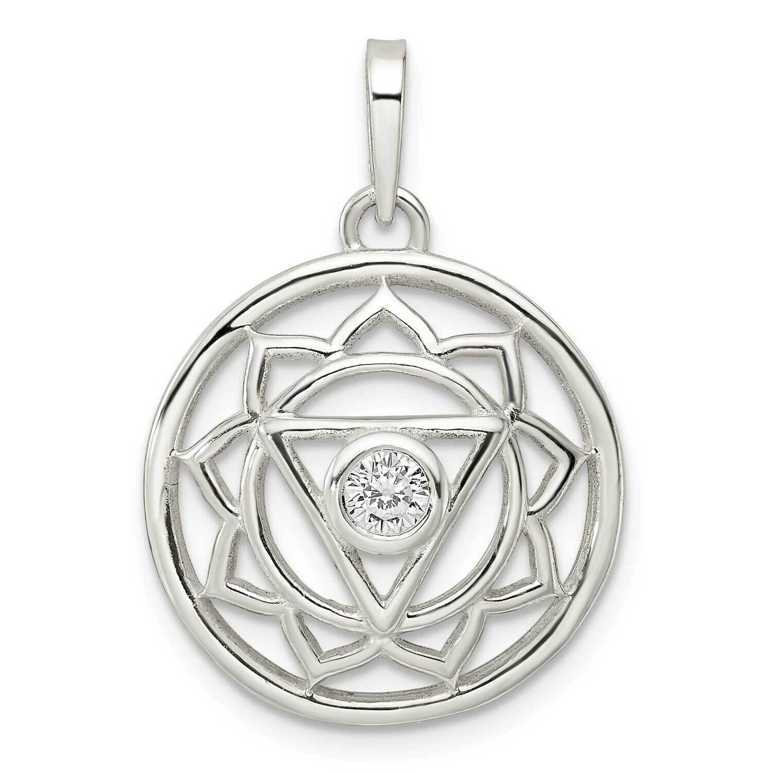Solar Chakra with Triangle Center Pendant Sterling Silver Cz Diamond QP5551, MPN: QP5551,