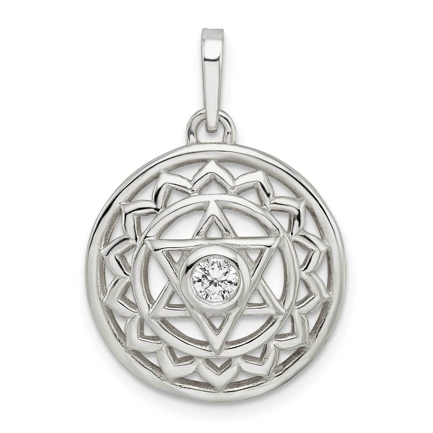Heart Chakra Filigree Pendant Sterling Silver Cz Diamond QP5552, MPN: QP5552,