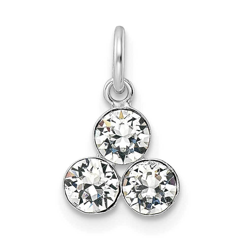 Crystal 3-Stone Pendant Sterling Silver Rhodium-Plated QP5558, MPN: QP5558,