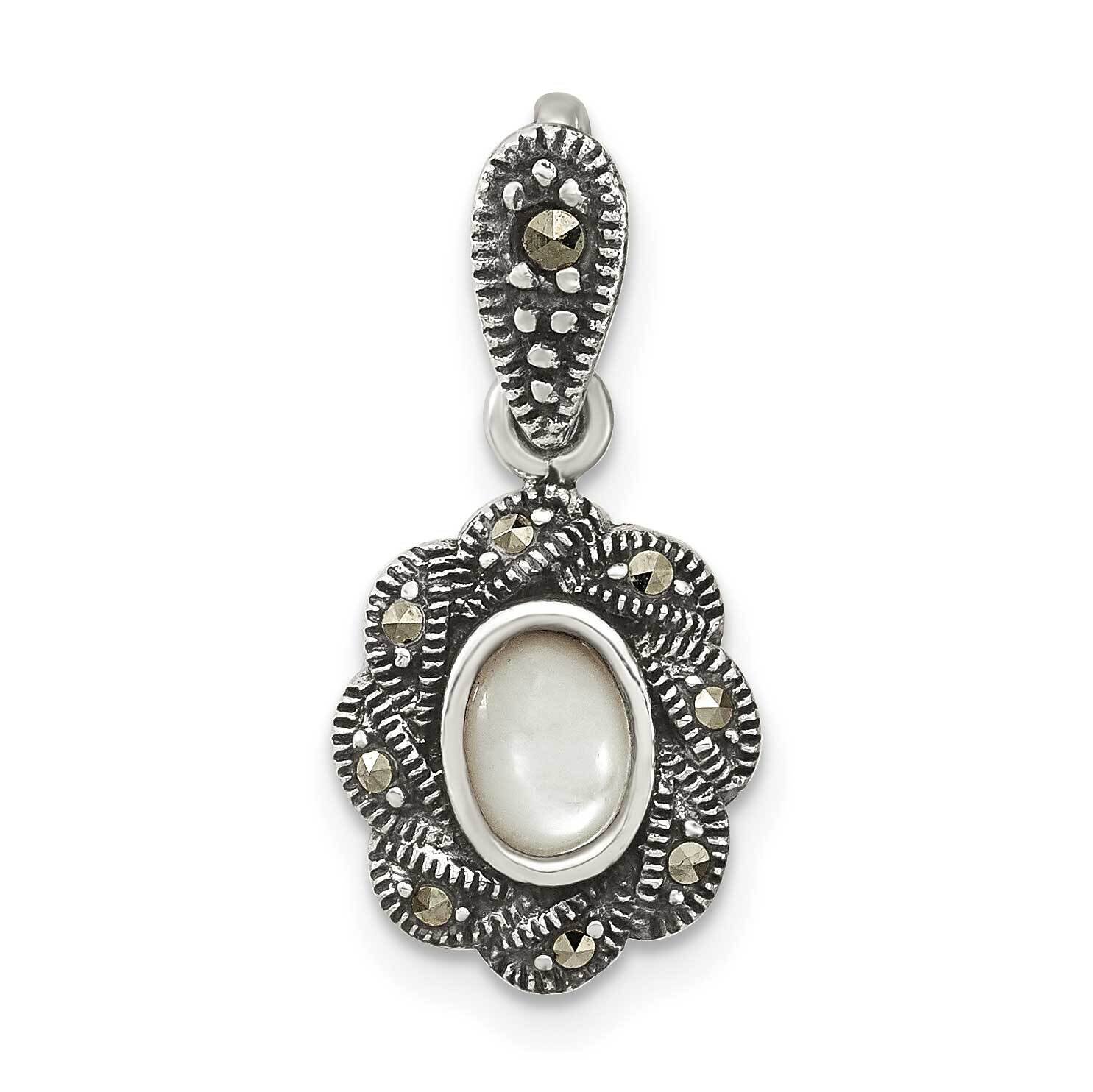 Marcasite &amp; Mop Pendant Sterling Silver Antiqued QP5575, MPN: QP5575,