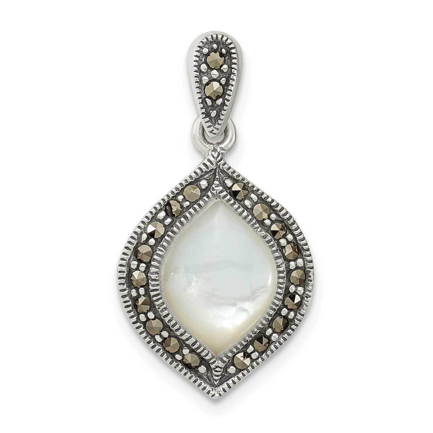Marcasite &amp; Mop Pendant Sterling Silver Antiqued QP5576, MPN: QP5576,