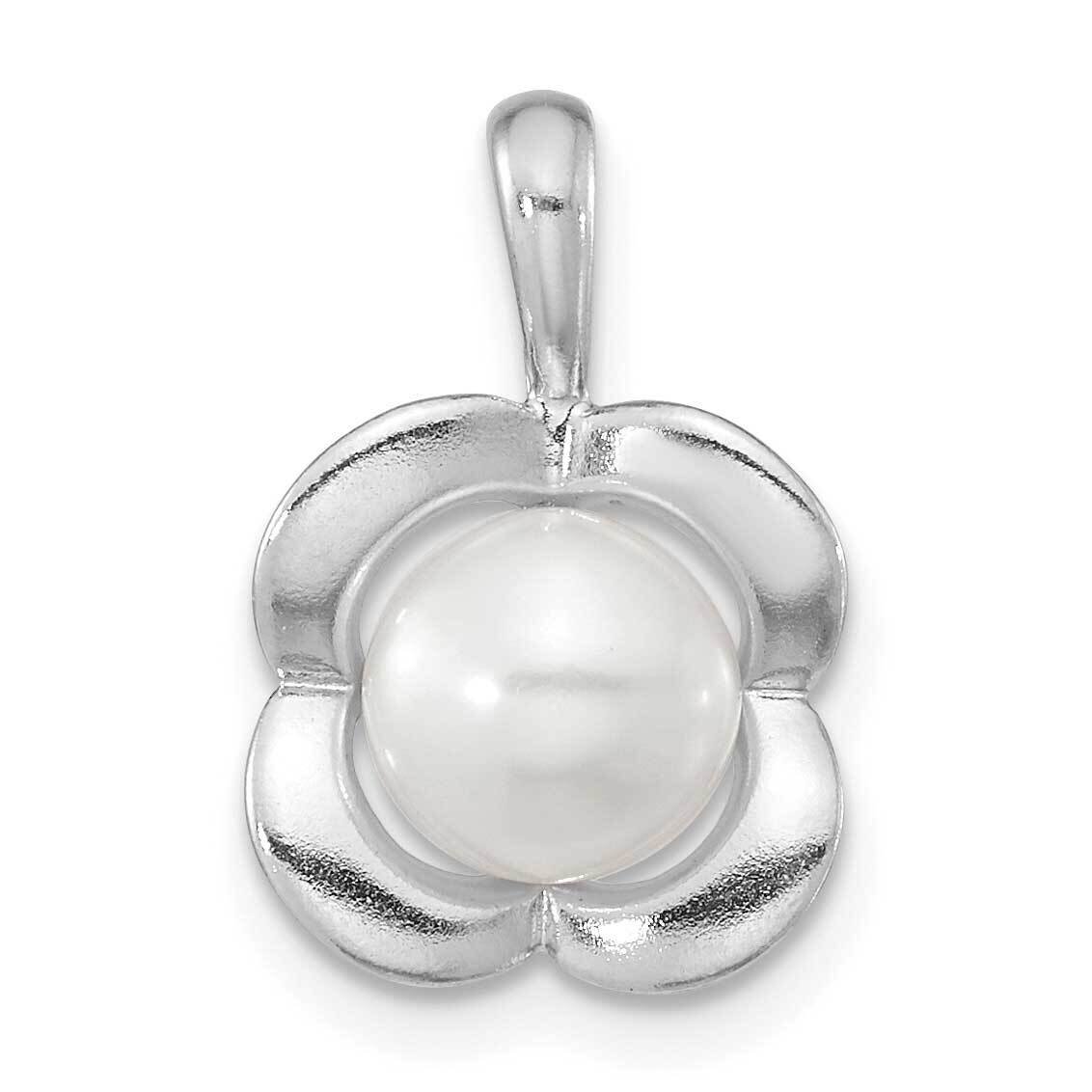 Polished Fwc Pearl Flower Pendant Sterling Silver Rhodium-Plated QP5597, MPN: QP5597,
