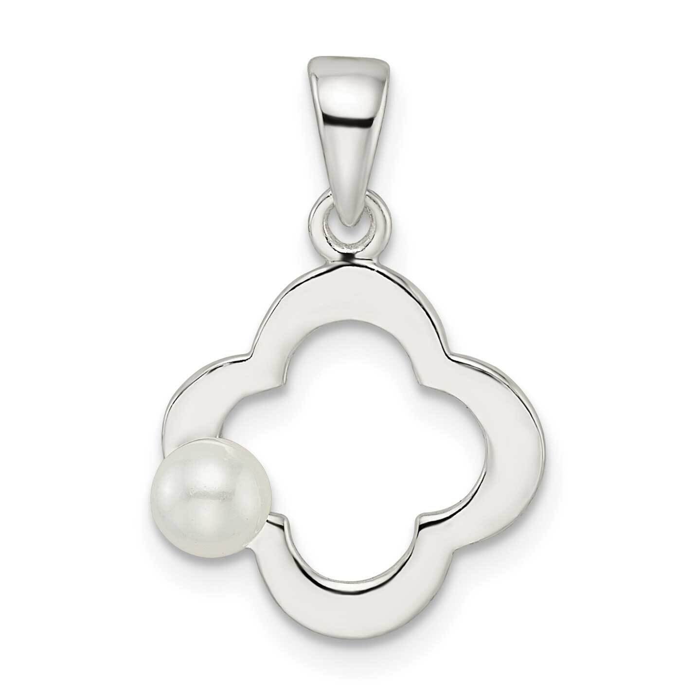 Imitation Pearl Clover Pendant Sterling Silver Polished QP5599, MPN: QP5599,