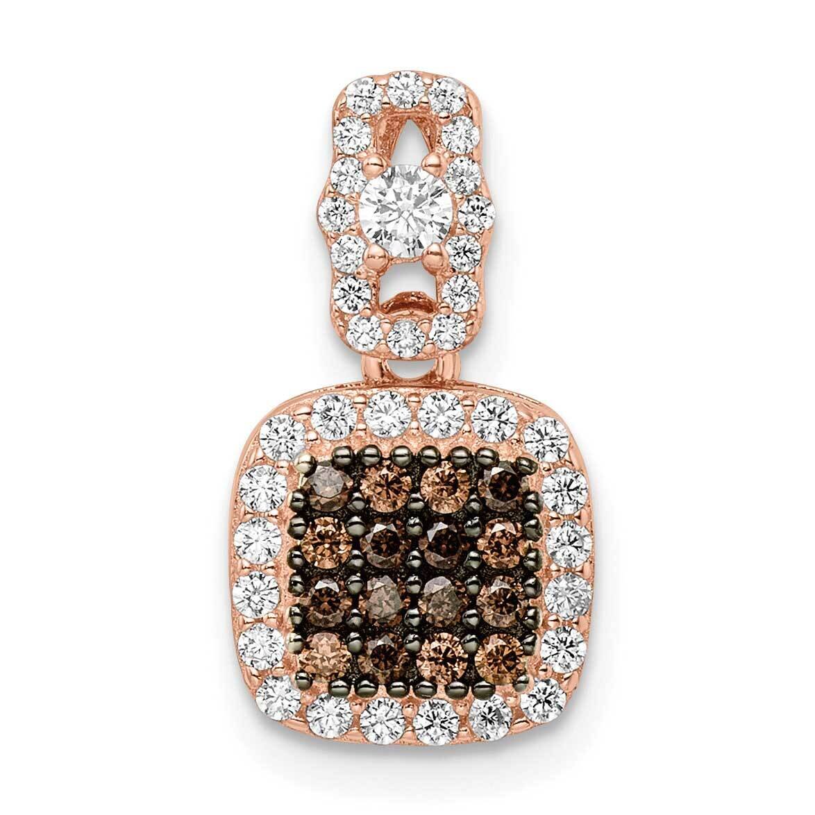 Black Rhodium-Plated Fancy CZ Diamond Pendant Sterling Silver Rose-Tone QP5602, MPN: QP5602,