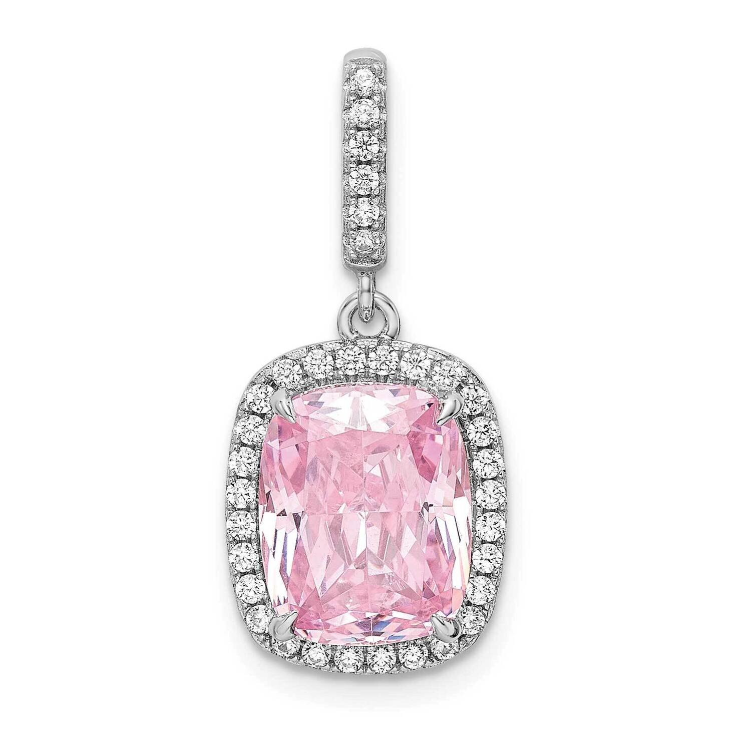Pink &amp; White CZ Diamond Pendant Sterling Silver Rhodium-Plated QP5630, MPN: QP5630,