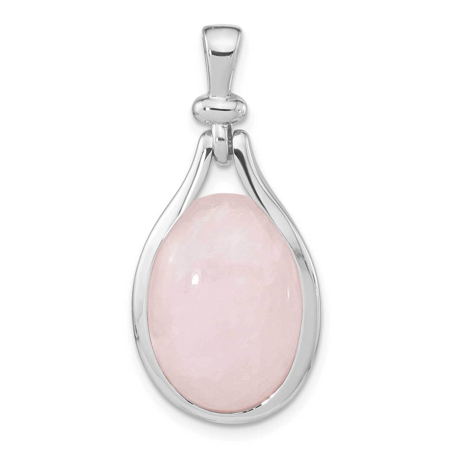 Rose Quartz Oval Pendant Sterling Silver Rhodium-Plated QP5640, MPN: QP5640,