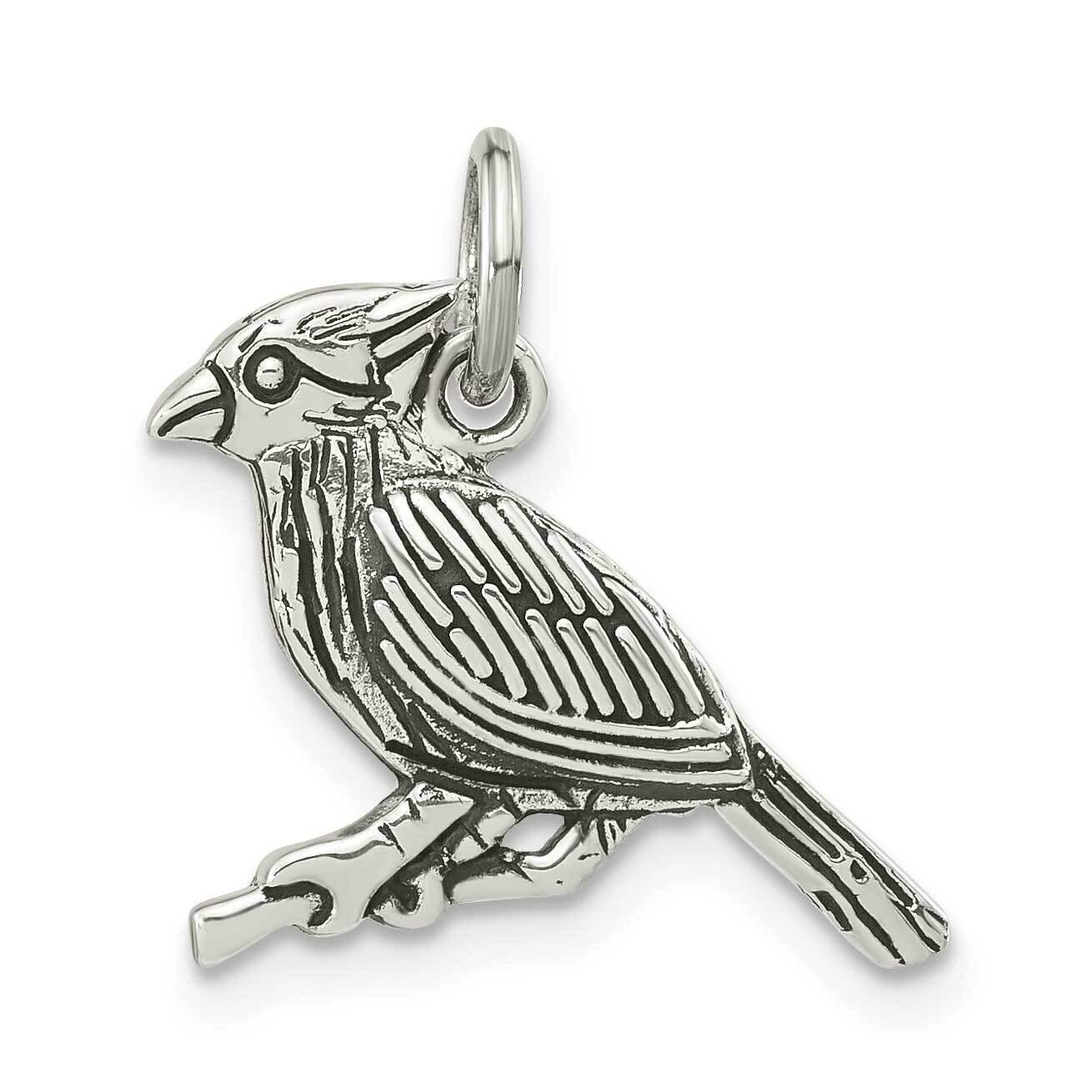 Bird On Branch Pendant Sterling Silver Antiqued QP5648, MPN: QP5648,