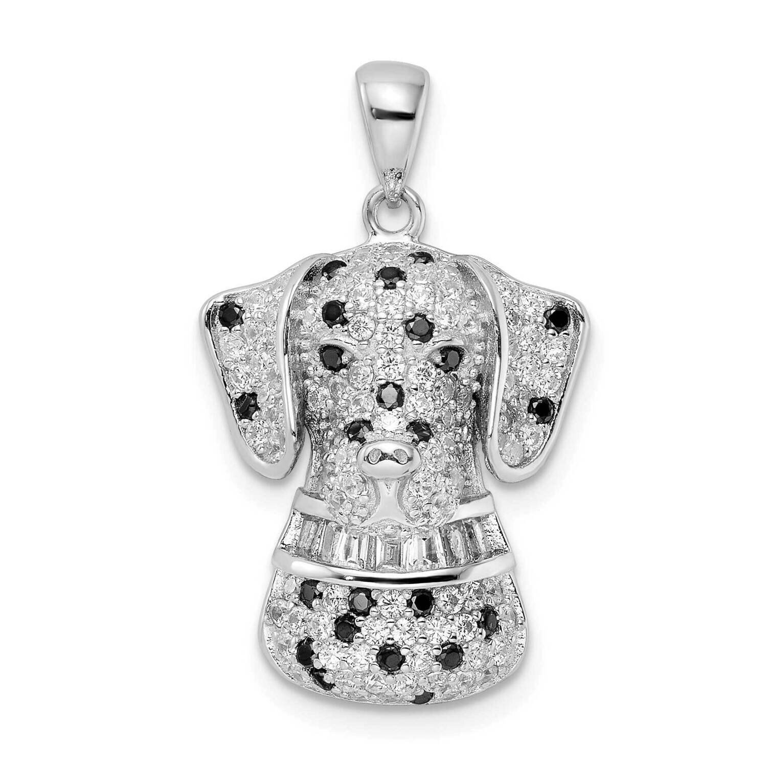 CZ Diamond Dalmatian Pendant Sterling Silver Rhodium-Plated Polished QP5653, MPN: QP5653,