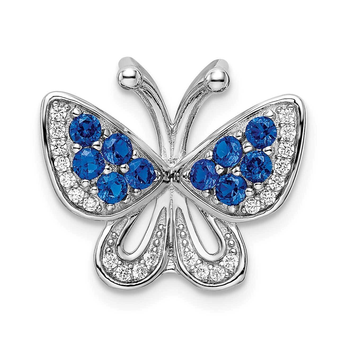 Blue &amp; White CZ Diamond Butterfly Slide Sterling Silver Rhodium-Plated QP5659, MPN: QP5659,