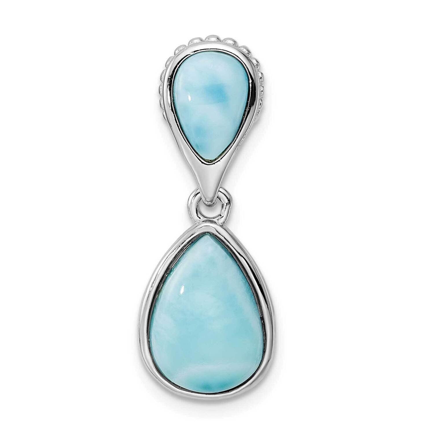 Teardrop Larimar Pendant Sterling Silver Rhodium-Plated Polished QP5665