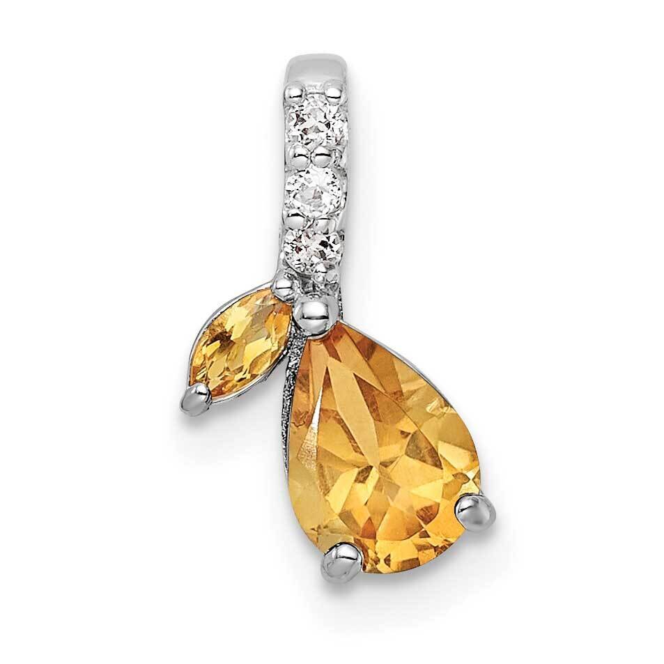 .73T.W. Citrine &amp; White Topaz Pendant Sterling Silver Rhodium-Plated QP5708CI, MPN: QP5708CI,