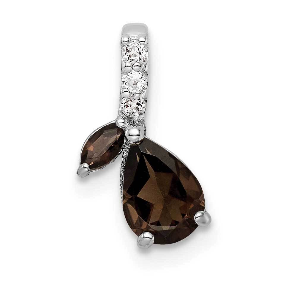 .69T.W. Smoky Quartz White Topaz Pendant Sterling Silver Rhodium-Plated QP5708SQ, MPN: QP5708SQ,