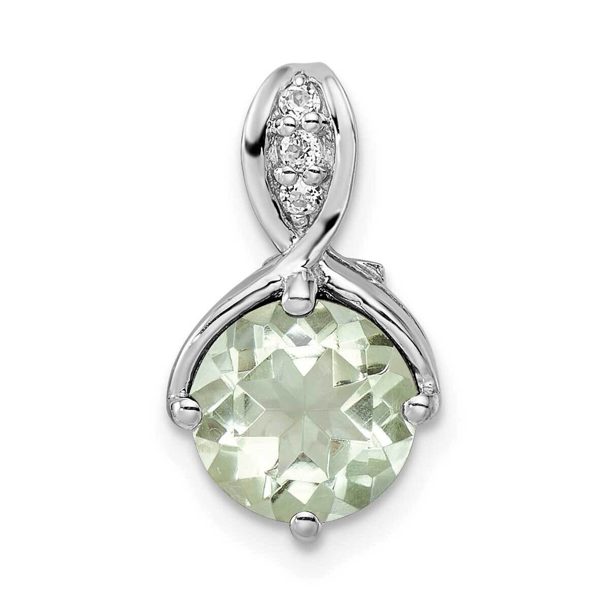 Circle 2.11T.W. Green Quartz White Topaz Pendant Sterling Silver Rhodium-Plated QP5709AG, MPN: QP57…
