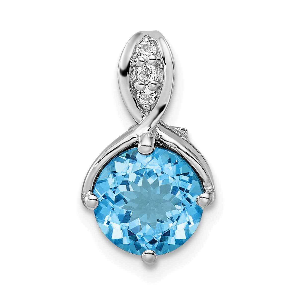 Circle Swiss Blue Topaz White Topaz Pendant Sterling Silver Rhodium-Plated QP5709BT, MPN: QP5709BT,