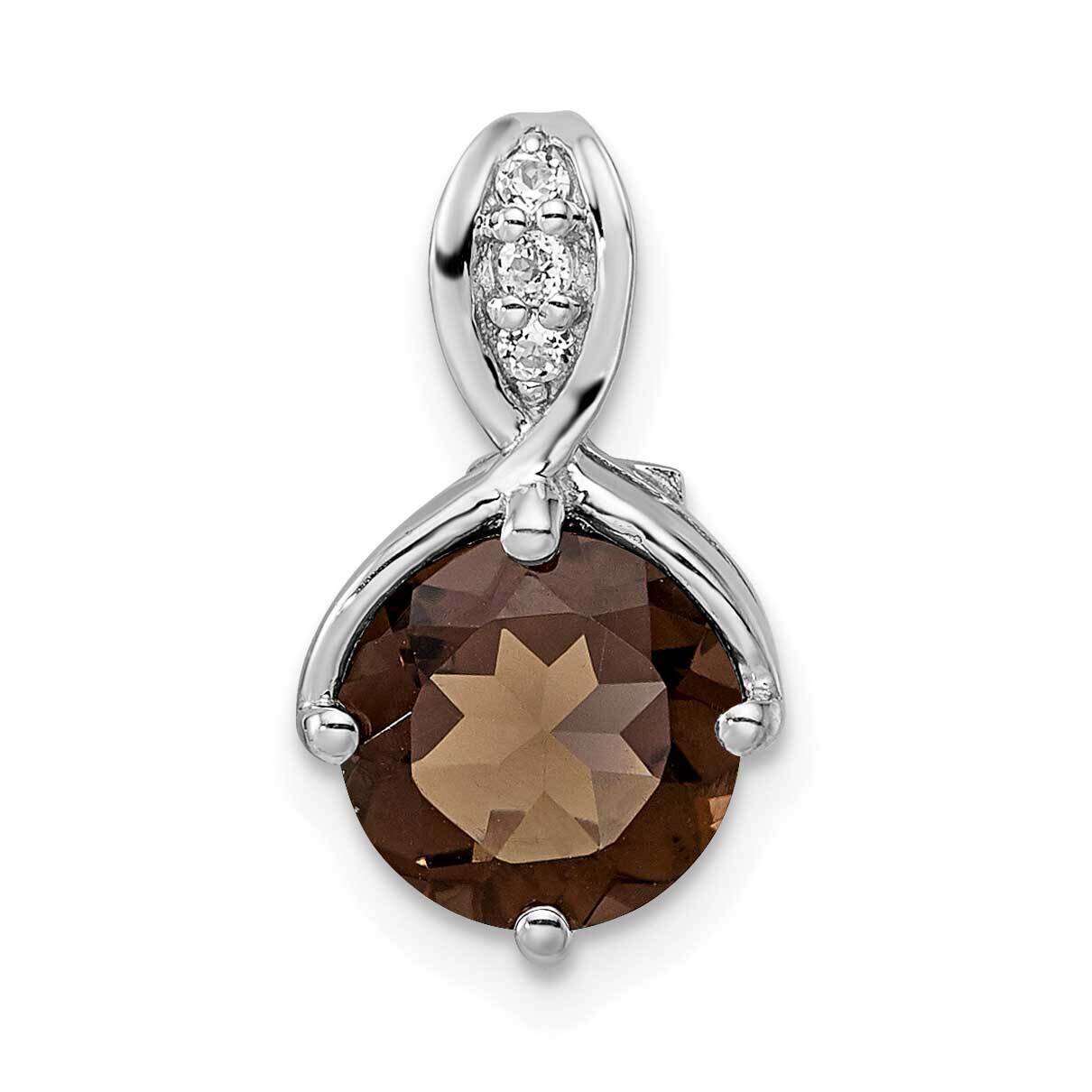 Circle 2.07T.W. Smoky Quartz White Topaz Pendant Sterling Silver Rhodium-Plated QP5709SQ, MPN: QP57…