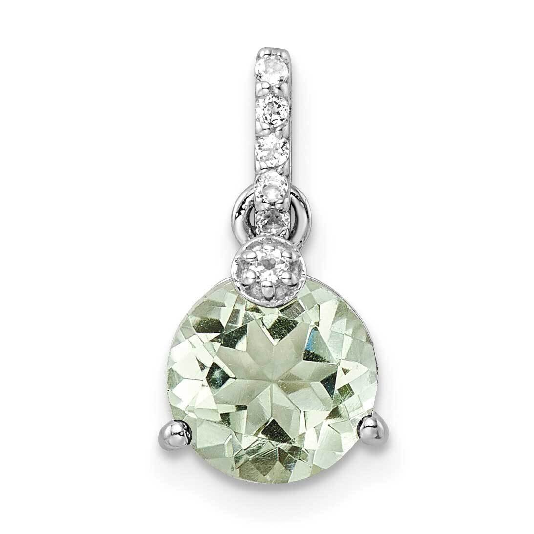 Circle 1.68T.W. Green Quartz White Topaz Pendant Sterling Silver Rhodium-Plated QP5710AG, MPN: QP57…