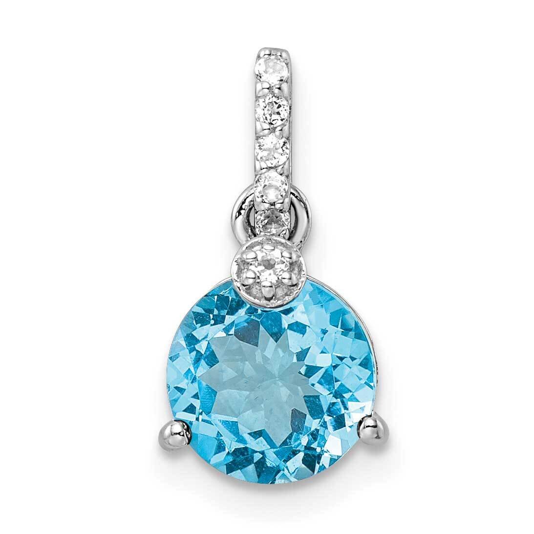 Circle Swiss Blue Topaz White Topaz Pendant Sterling Silver Rhodium-Plated QP5710BT, MPN: QP5710BT,