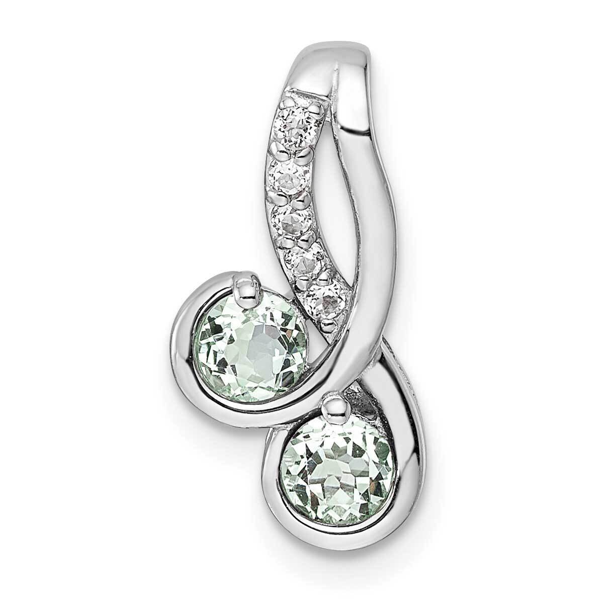 .61T.W. Greenquartz White Topaz Pendant Sterling Silver Rhodium-Plated QP5712AG, MPN: QP5712AG,