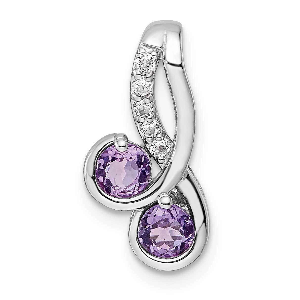 .57T.W. Amethyst &amp; White Topaz Pendant Sterling Silver Rhodium-Plated QP5712AM, MPN: QP5712AM,