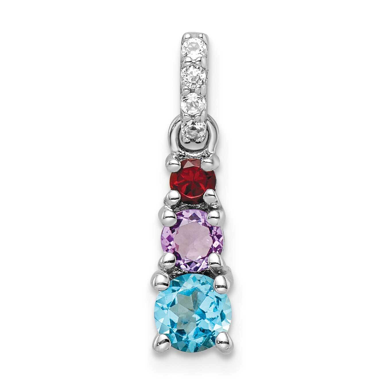 .91T.W. Bt Am Ga Wt 3-Stone Pendant Sterling Silver Rhodium-Plated QP5716RB, MPN: QP5716RB,