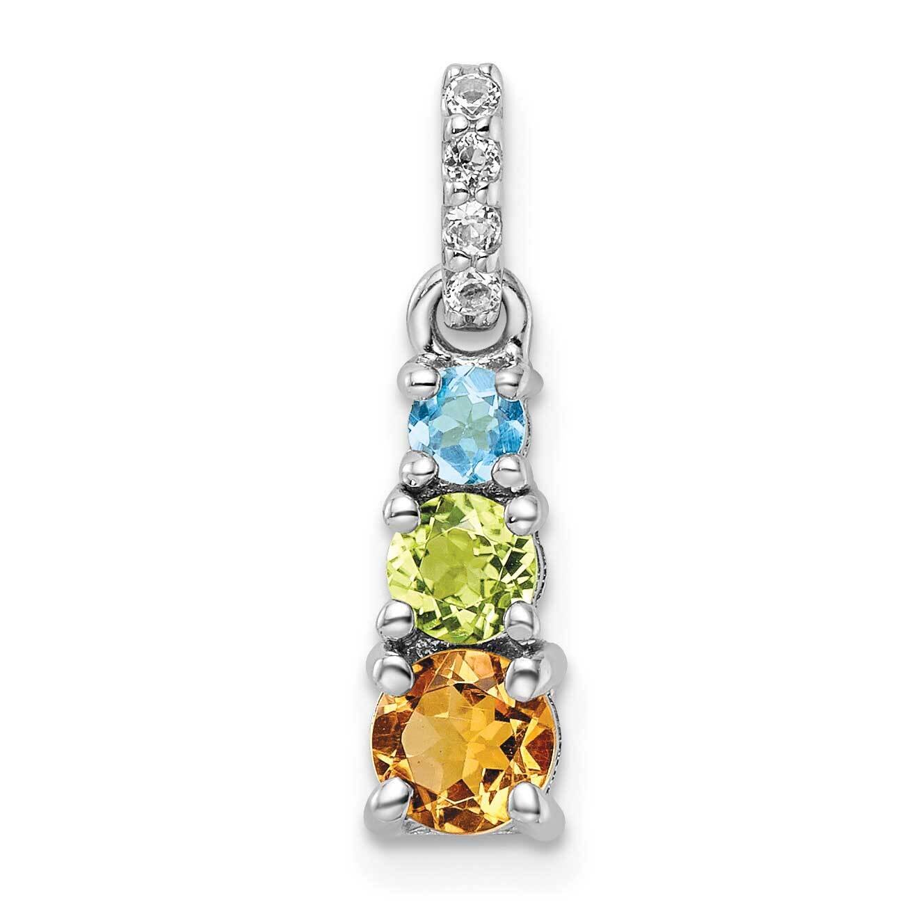 .78T.W. Pe Ci Lsbt Wt 3-Stone Pendant Sterling Silver Rhodium-Plated QP5717RB