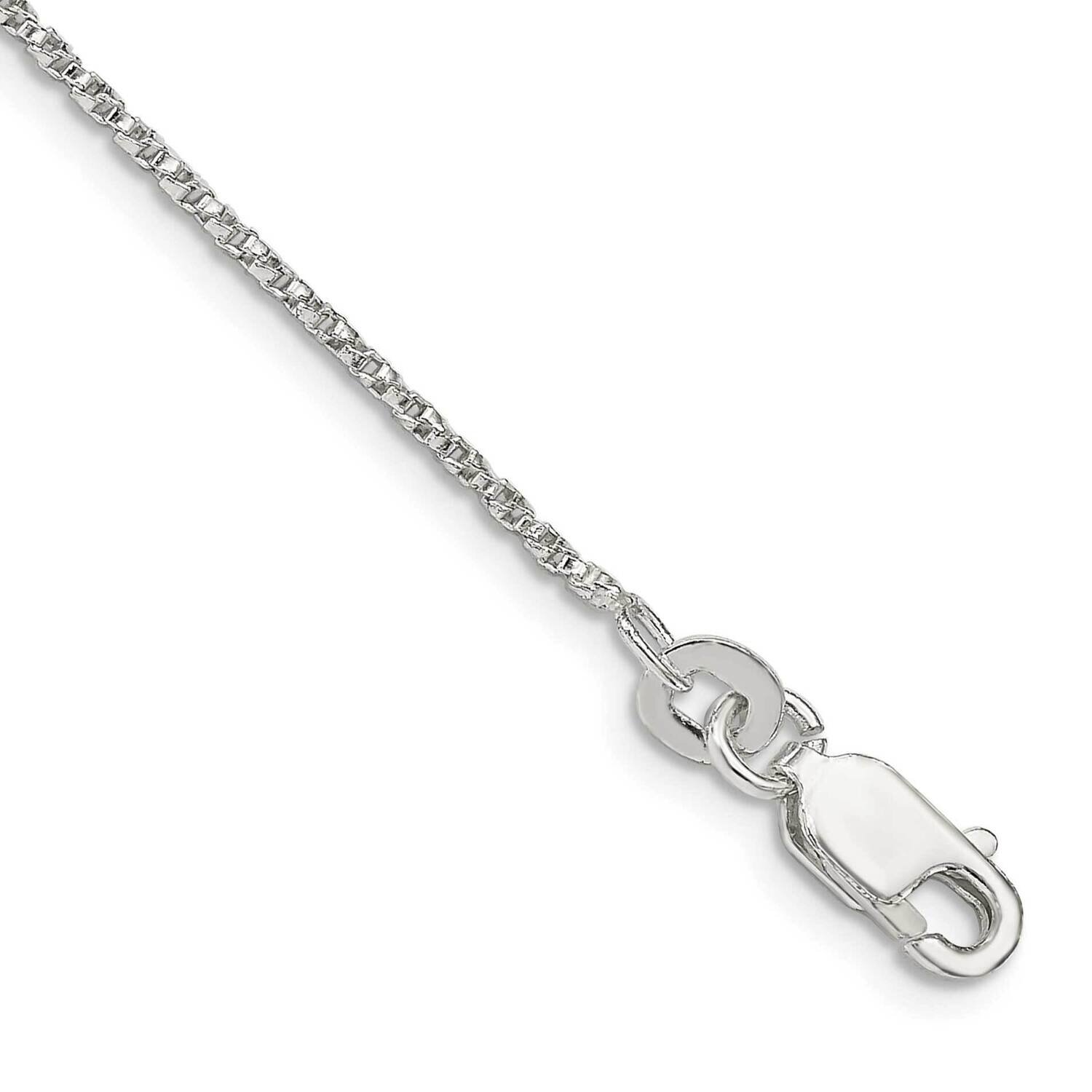 1.25mm Twisted Box Chain Anklet 9 Inch Sterling Silver QPE26-9, MPN: QPE26-9, 196904160824