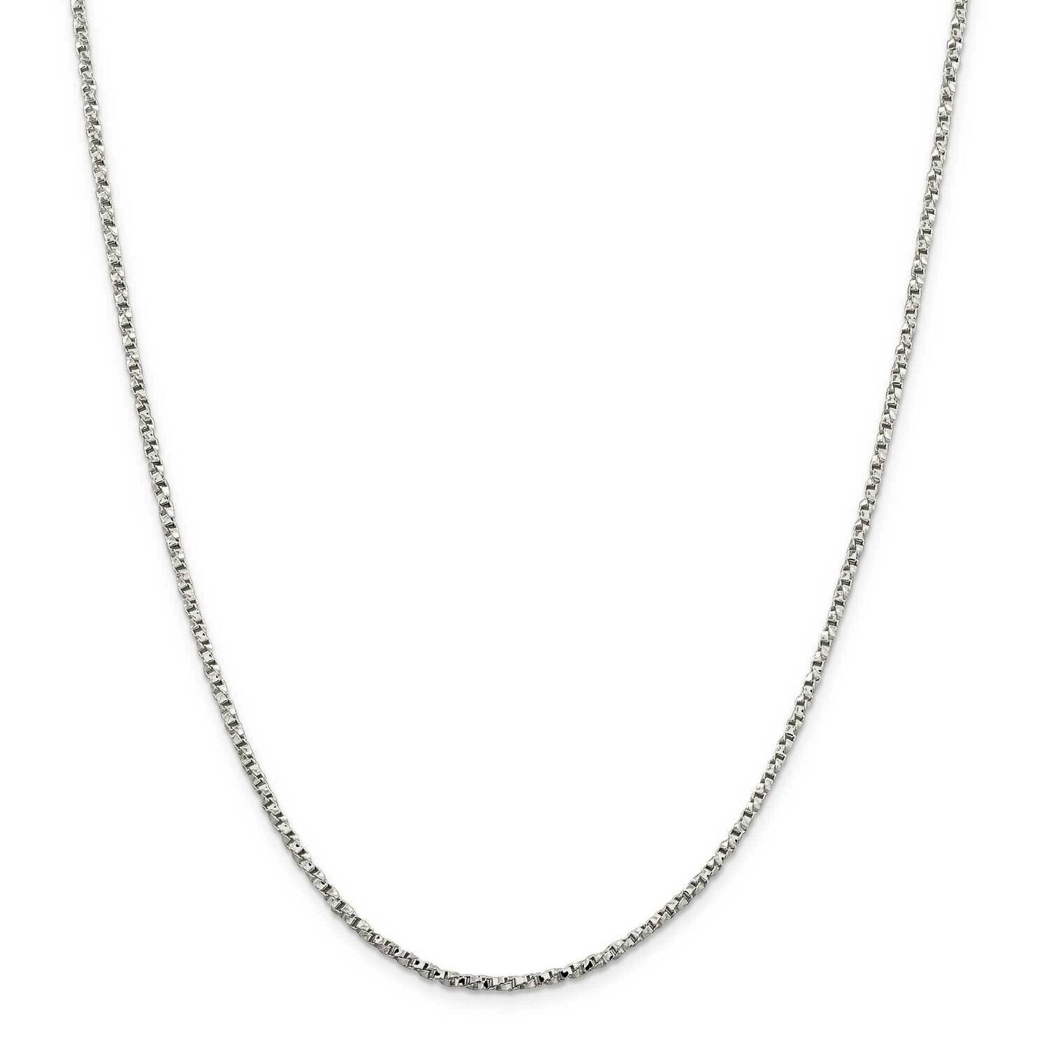2.25mm Twisted Box Chain 26 Inch Sterling Silver QPE28-26, MPN: QPE28-26,