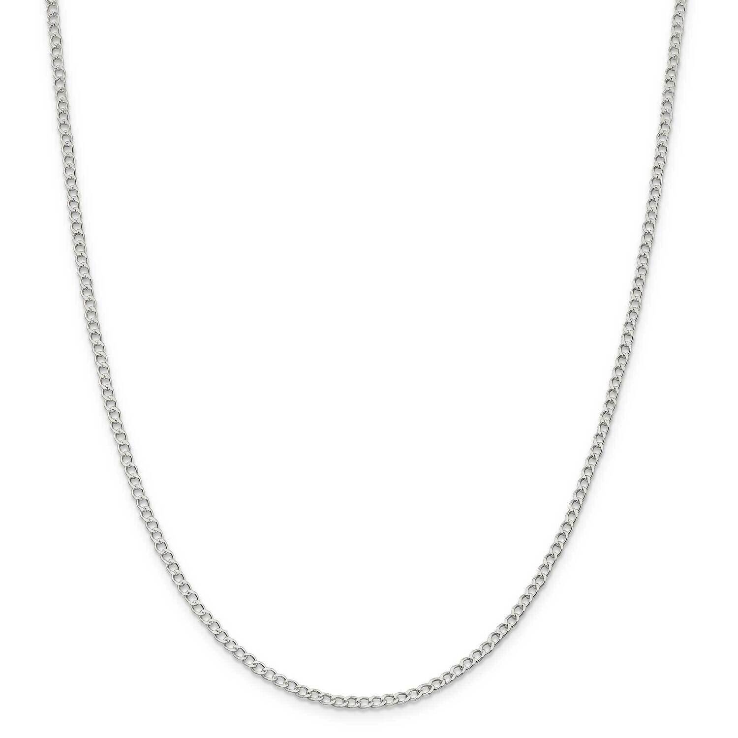 3.0mm Open Diamond-Cut Curb Chain 28 Inch Sterling Silver QPE29-28, MPN: QPE29-28,
