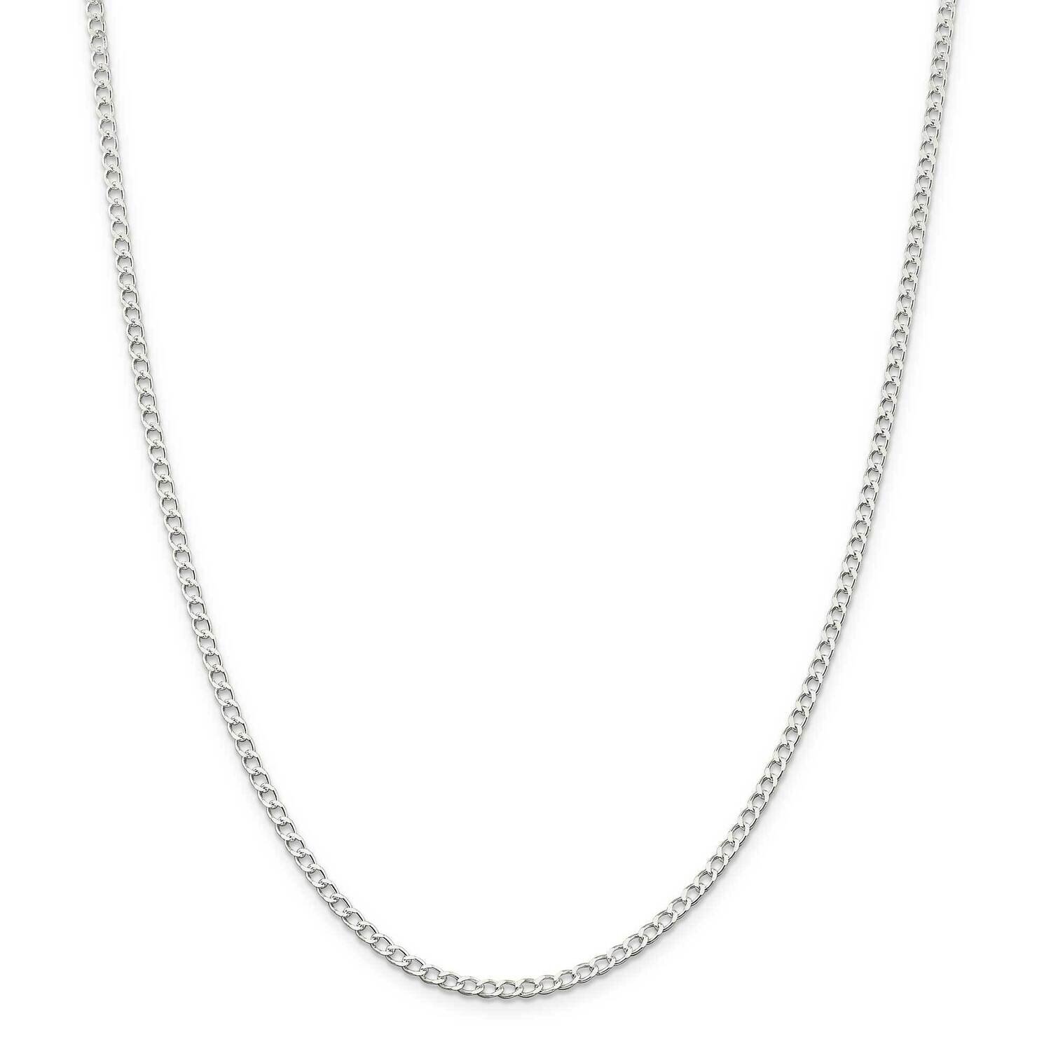 3.5mm Open Diamond-Cut Curb Chain 28 Inch Sterling Silver QPE30-28, MPN: QPE30-28,