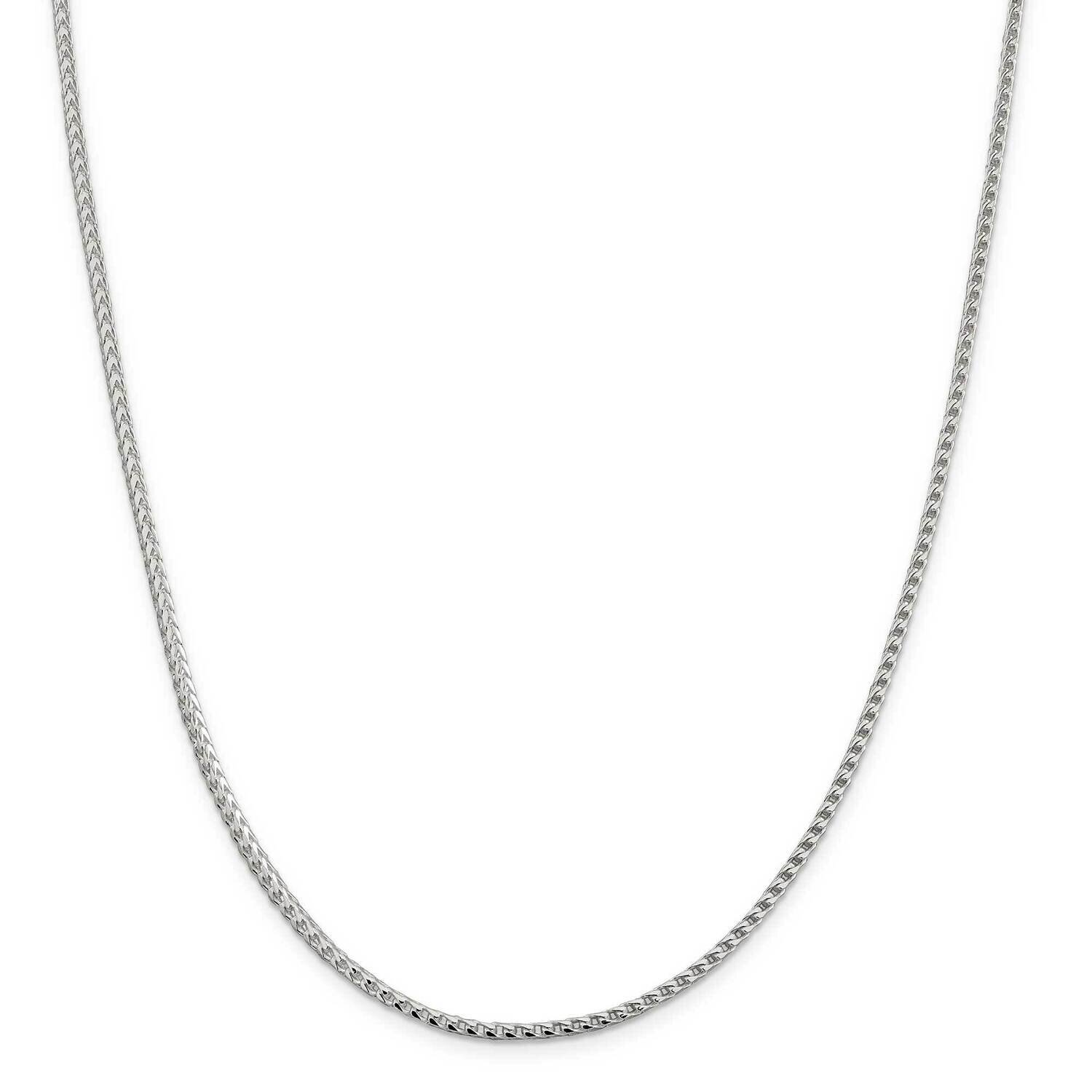 2.55mm Diamond-Cut Square Franco Chain 30 Inch Sterling Silver QQF080-30, MPN: QQF080-30,