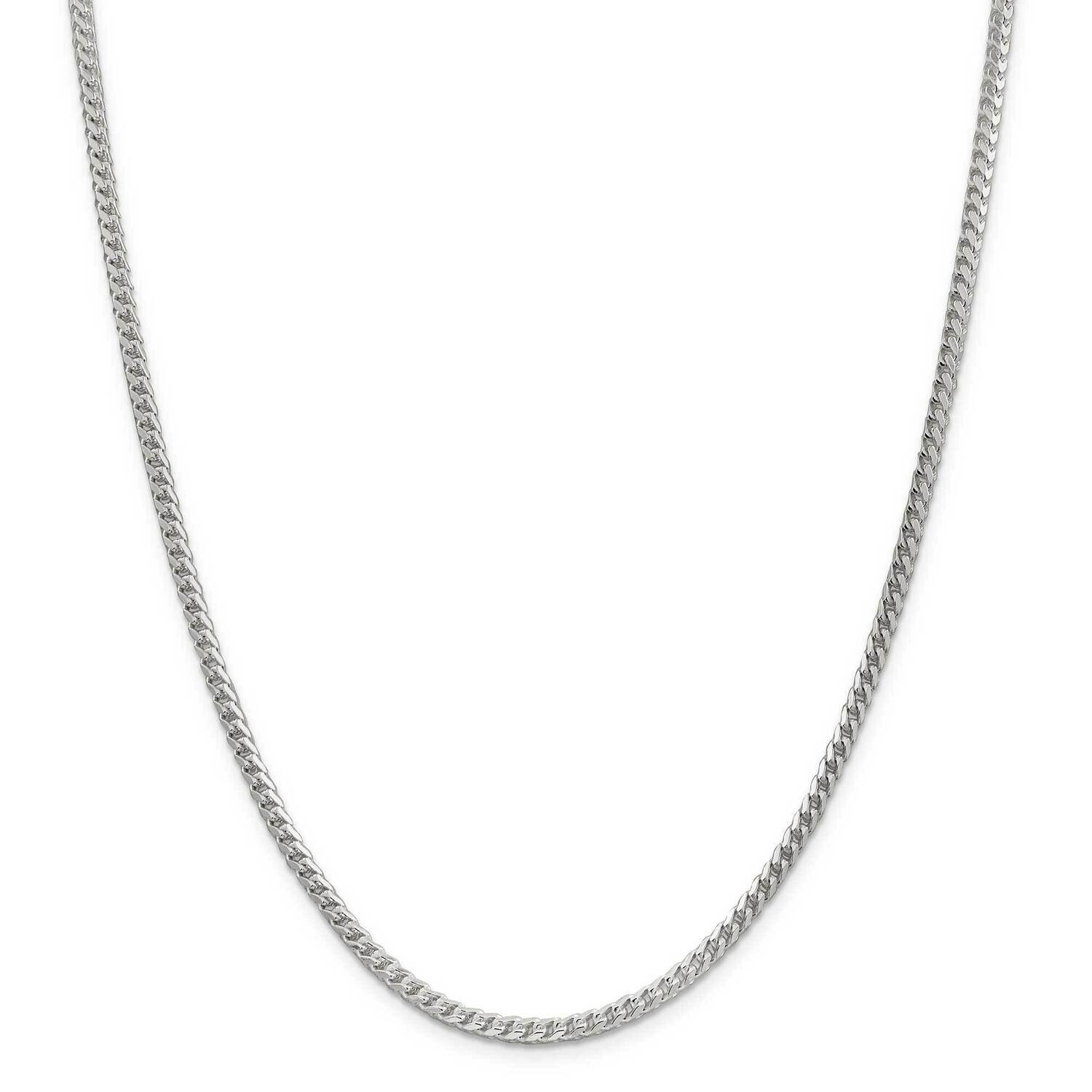 3.4mm Diamond-Cut Square Franco Chain 30 Inch Sterling Silver QQF100-30, MPN: QQF100-30,