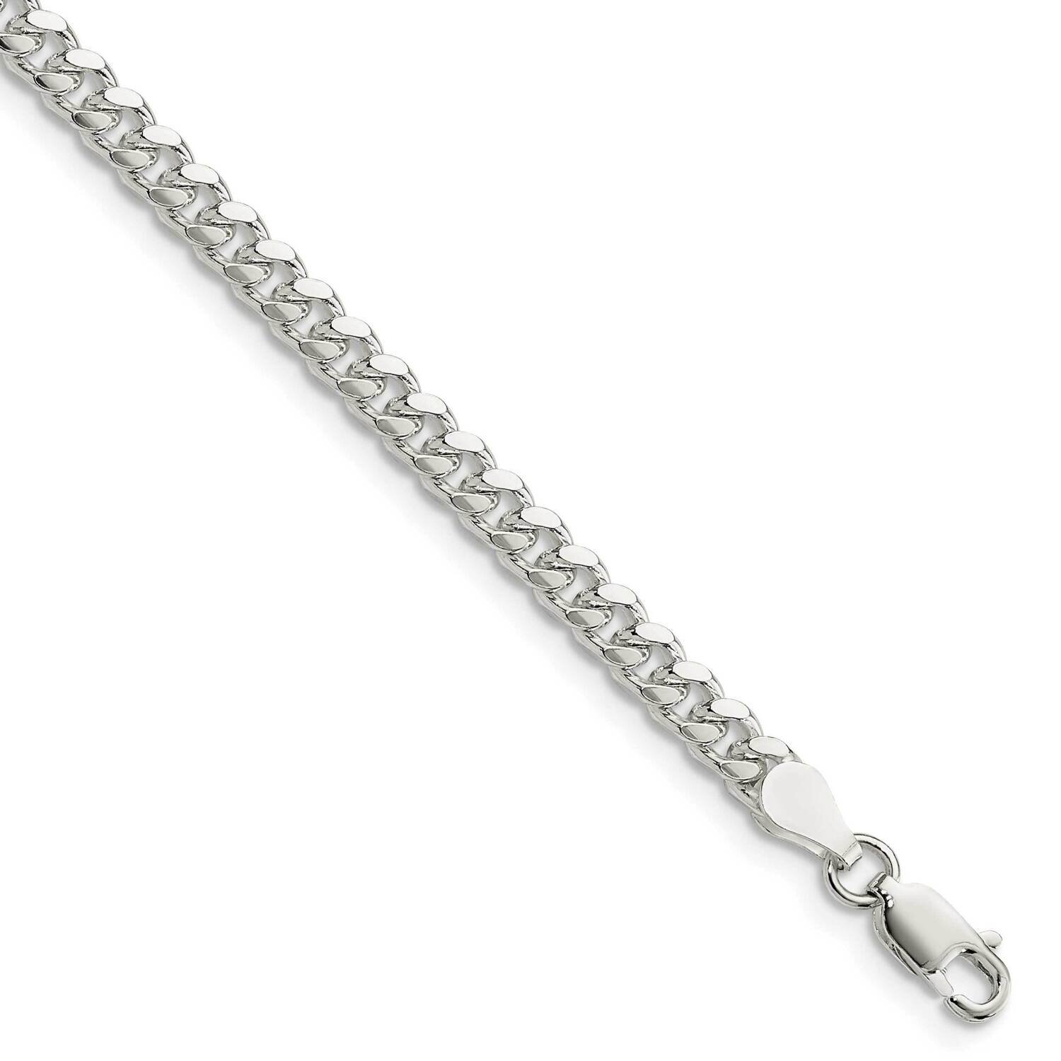 4mm Domed with Side Diamond-Cut Curb Chain 8 Inch Sterling Silver QRC120-8