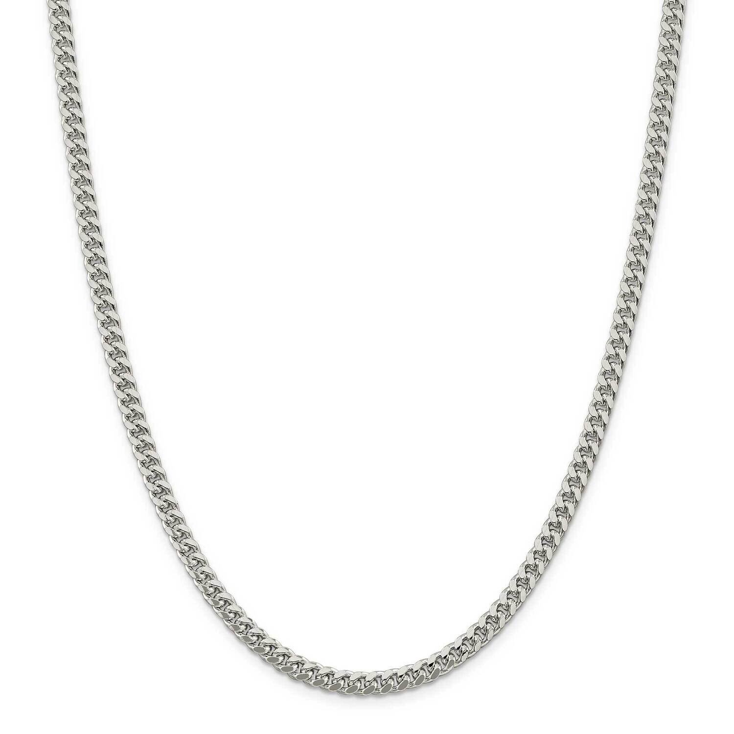 5mm Domed with Side Diamond-Cut Curb Chain 26 Inch Sterling Silver QRC150-26, MPN: QRC150-26,