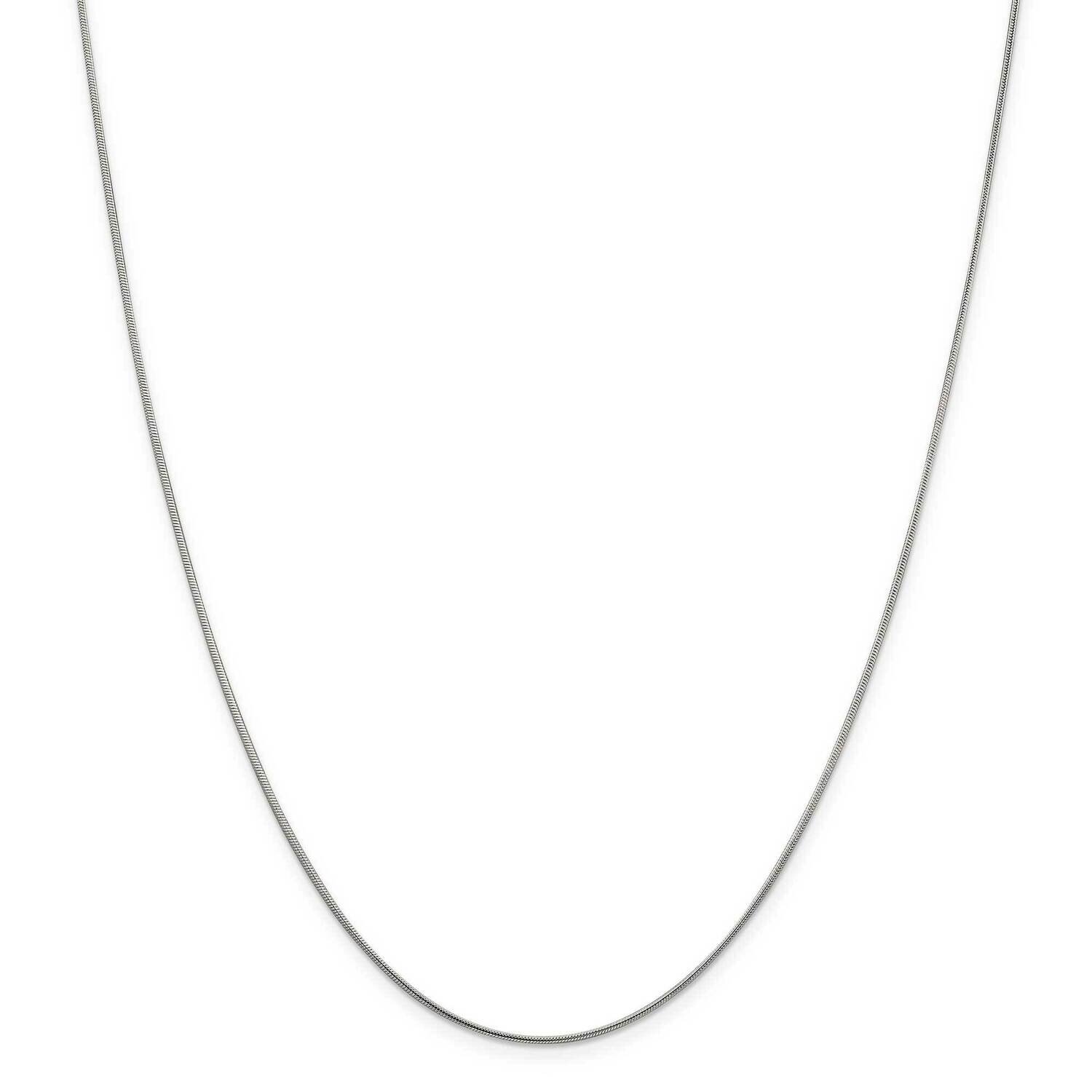 1mm Round Snake Chain 22 Inch Sterling Silver Rhodium-Plated QSN030R-22