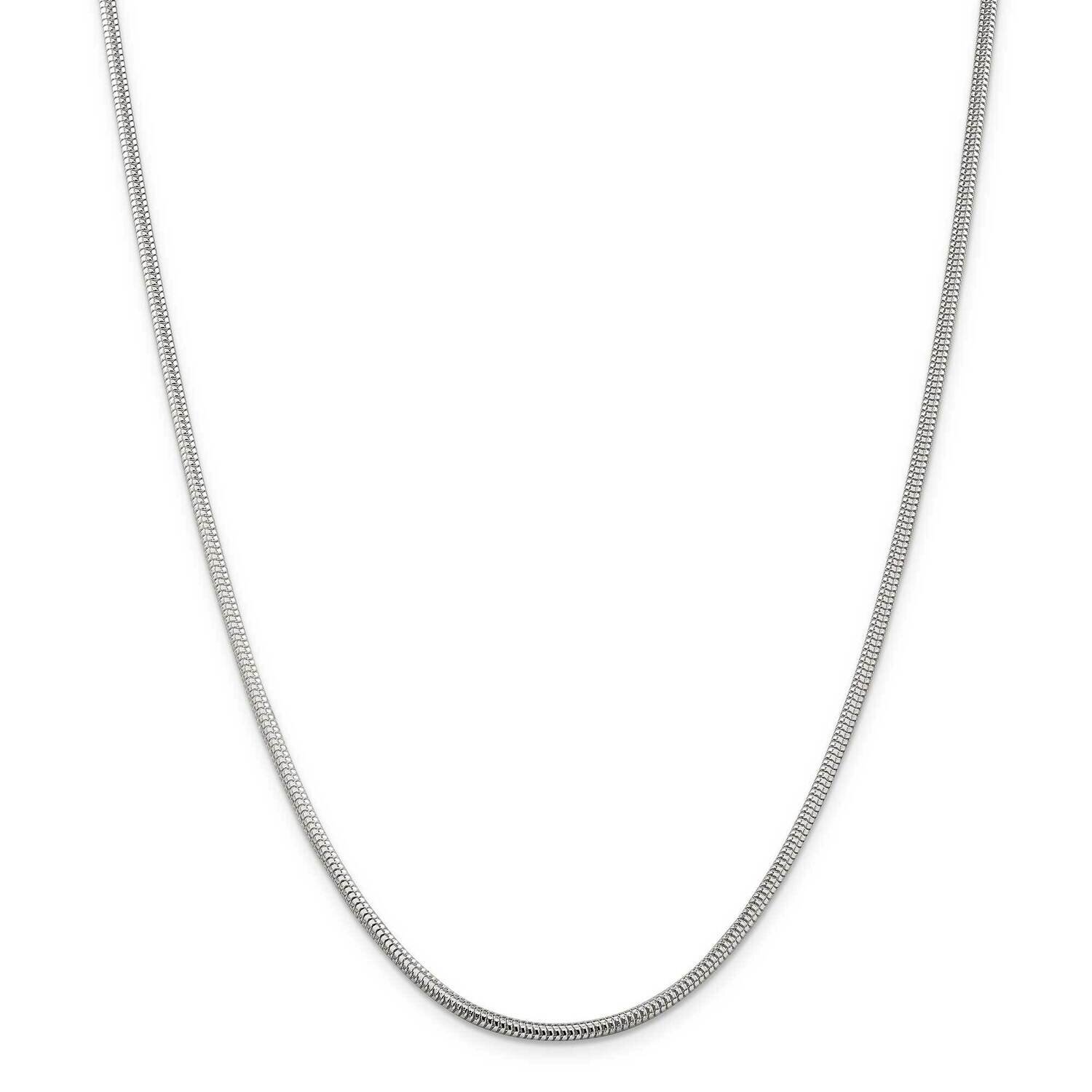 2.5mm Round Snake Chain 26 Inch Sterling Silver QSNL065-26, MPN: QSNL065-26,