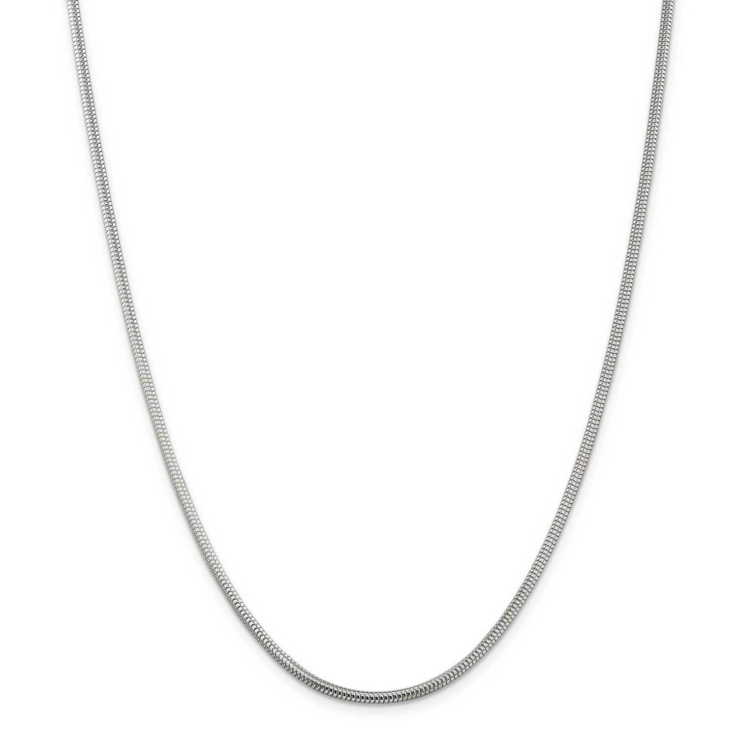 2.5mm Round Snake Chain 28 Inch Sterling Silver QSNL065-28