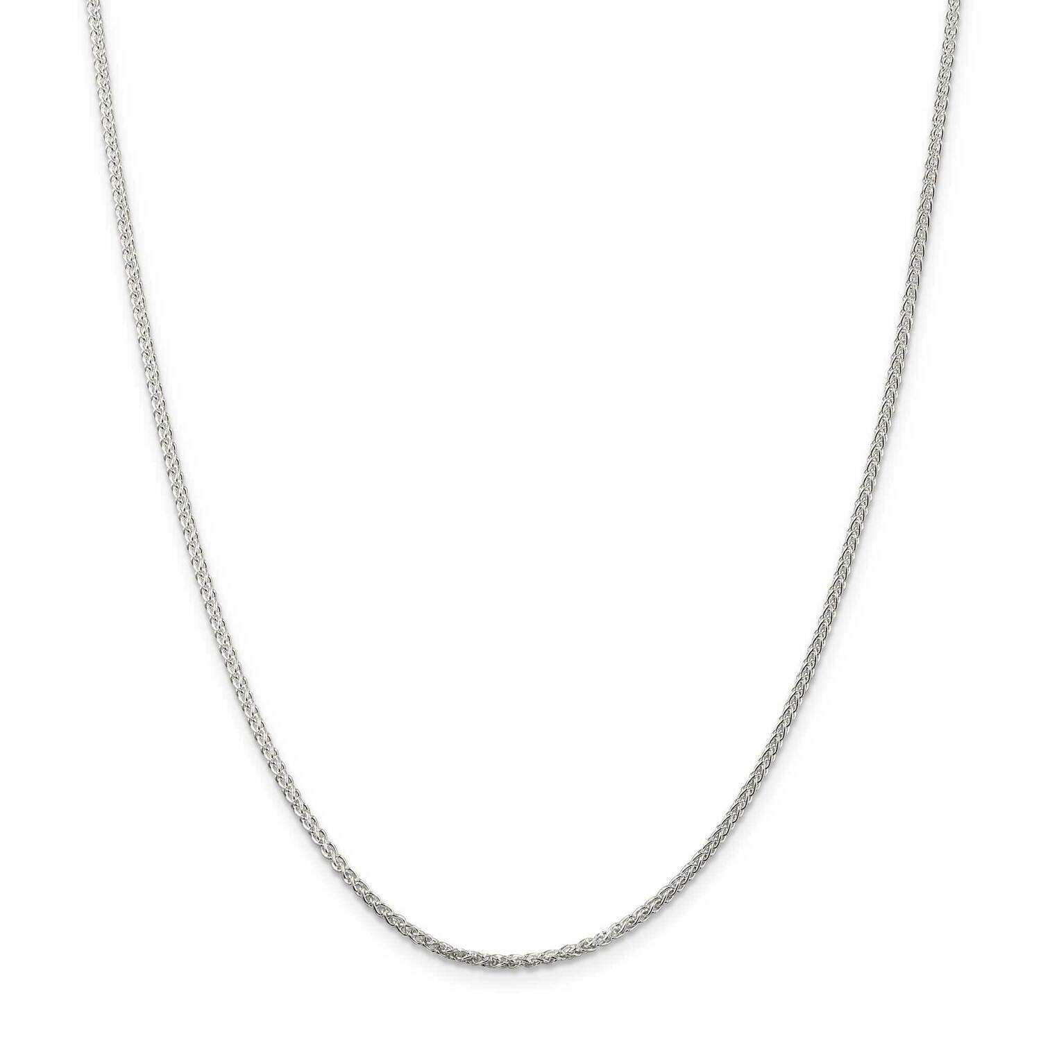 1.75mm Round Spiga Chain with 4 Inch Extender 22 Inch Sterling Silver QSP050E-22, MPN: QSP050E-22,